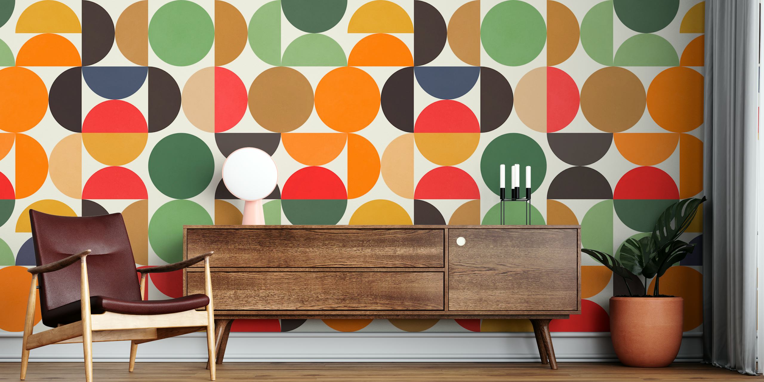 Expressive colored circles pozadina u sobi