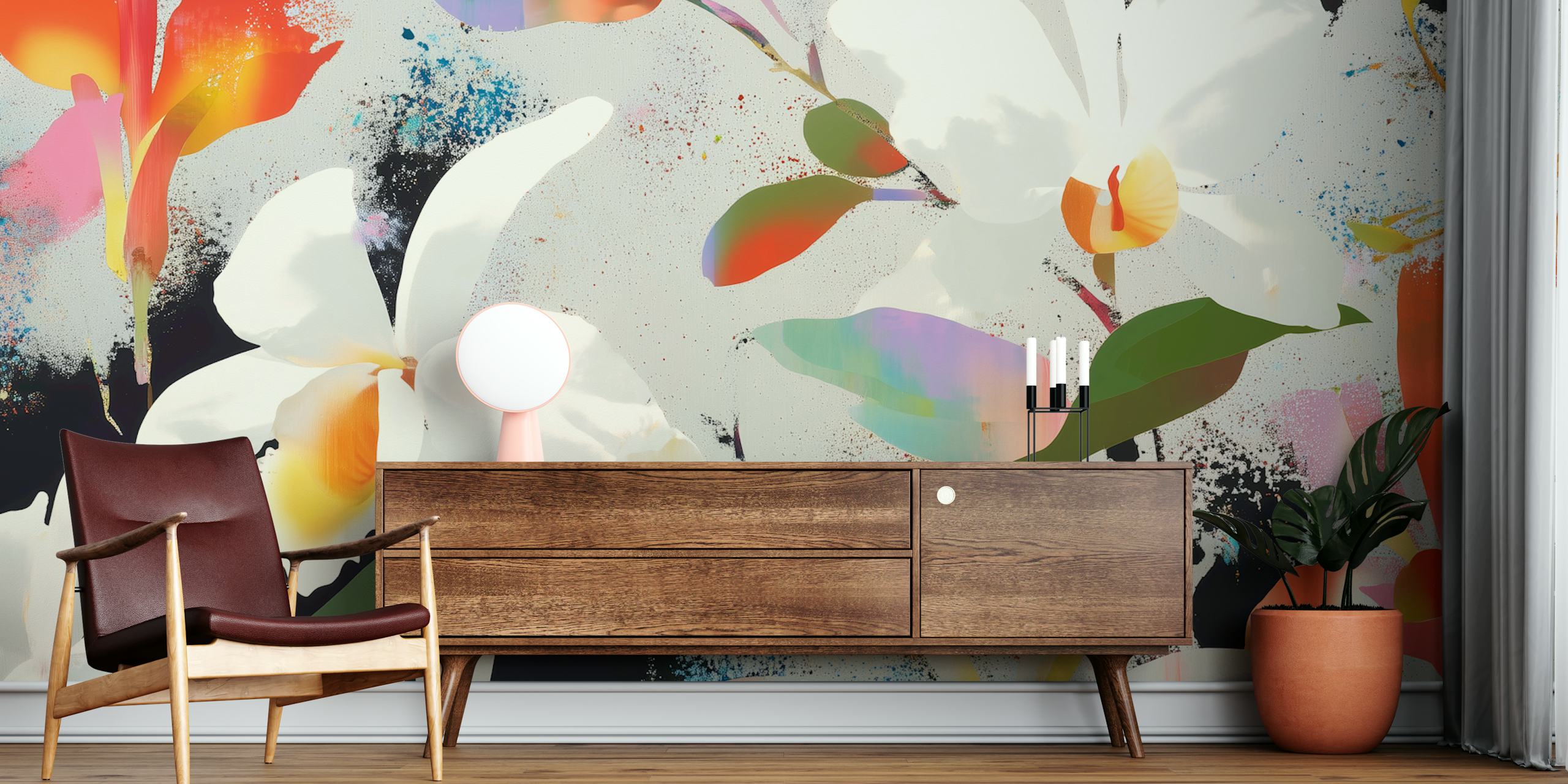 Tropical Blossom Harmony wallpaper in a room