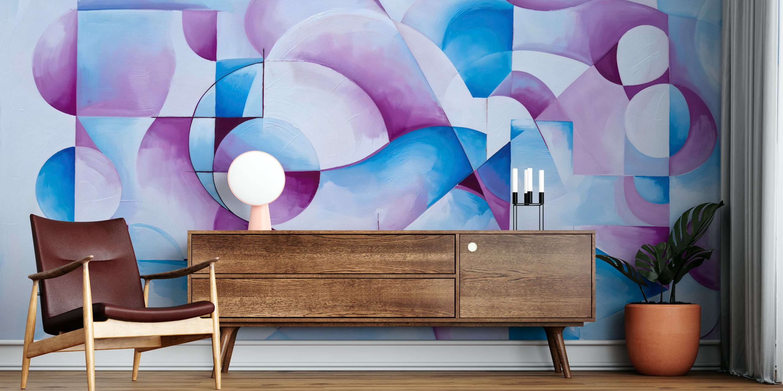 Purple and blue harmony wallpaper in a room