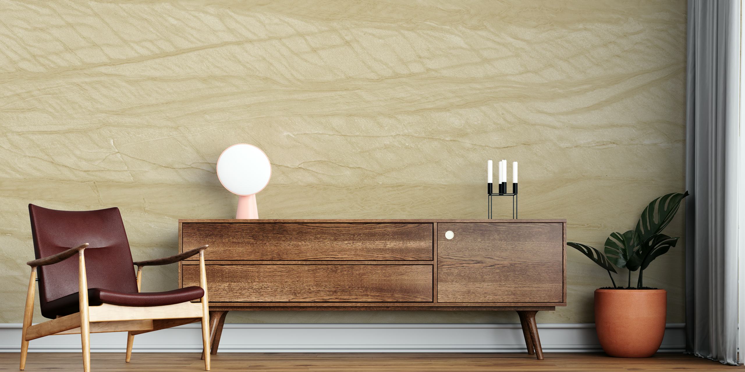 Wall tile ceramic look granite wallpaper i ett rum