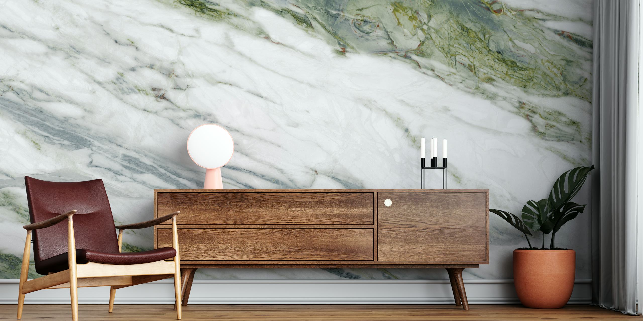 White granite textures wallpaper in a room