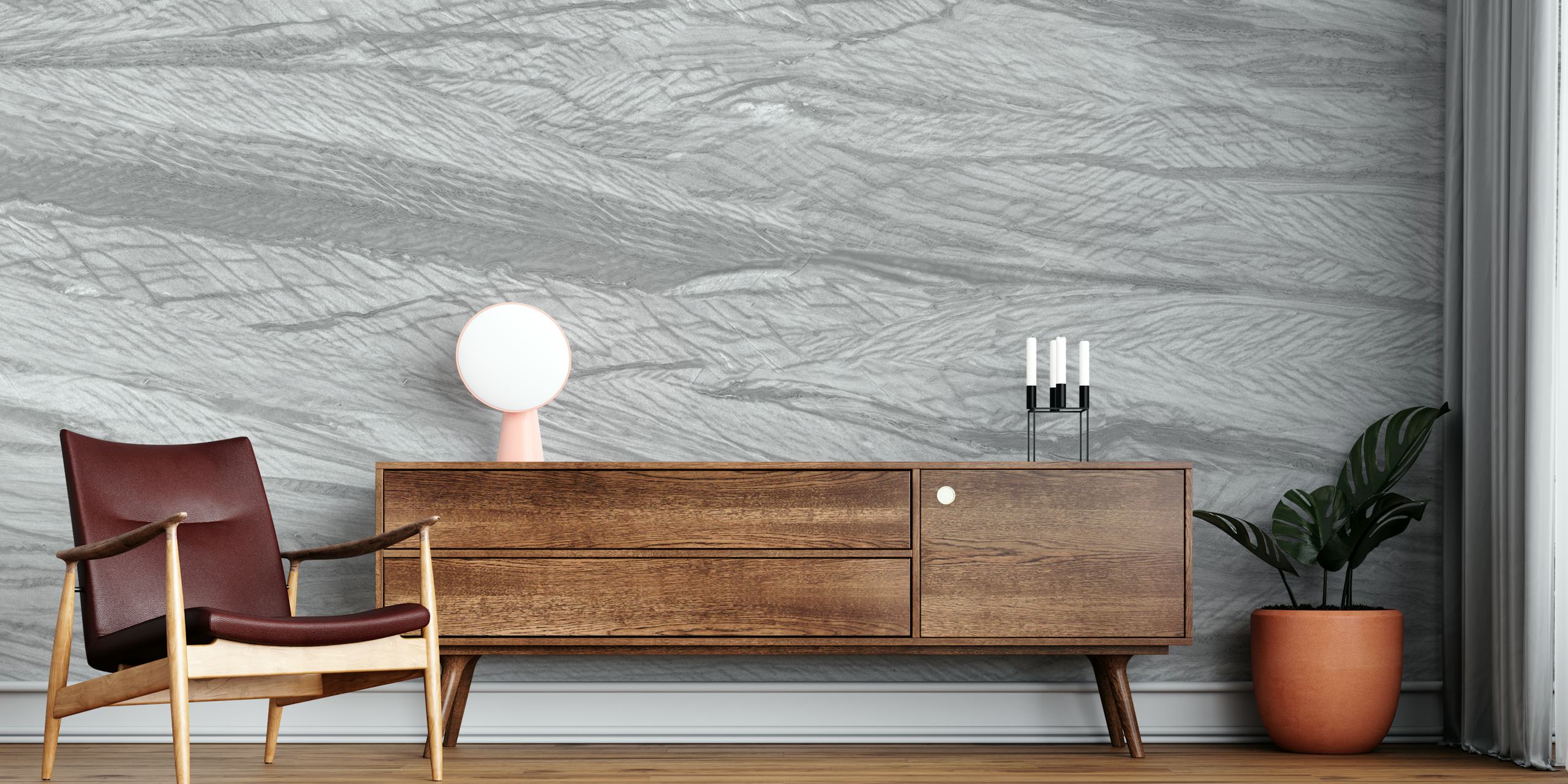 Silver Wave Marble tapet i ett rum