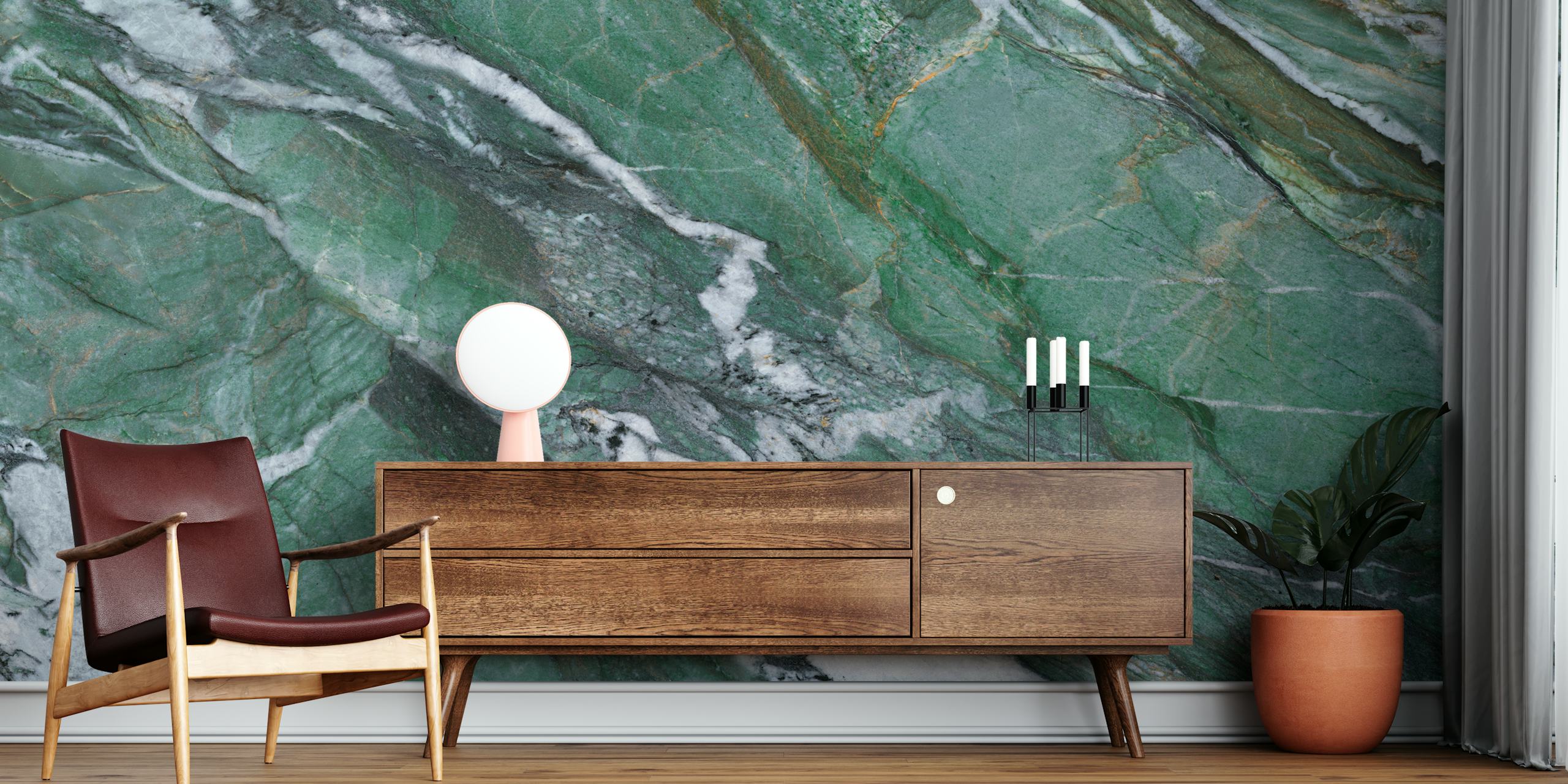 Green and white marble texture tapeta u sobi