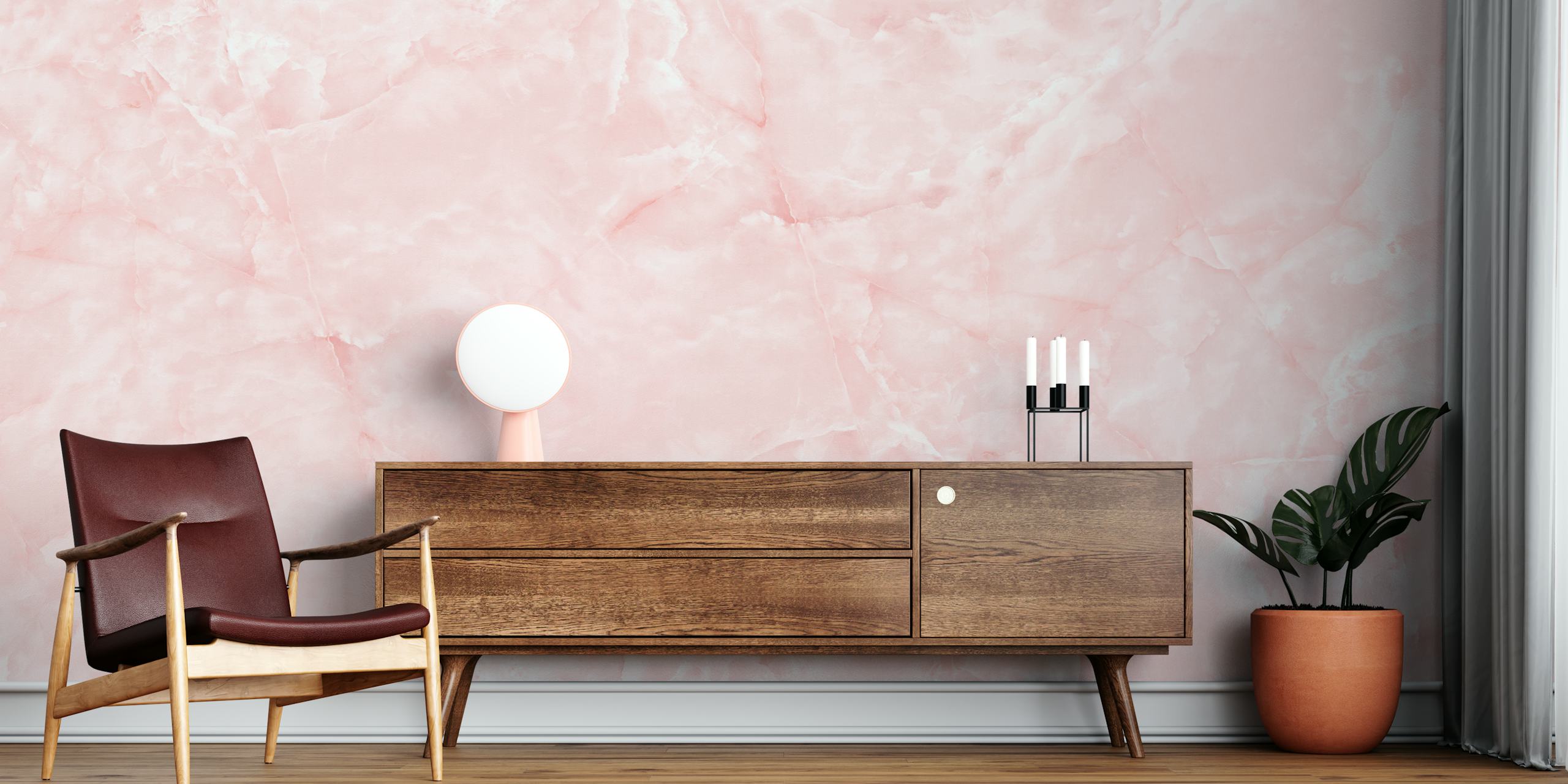 Tapeta Soft Rose Stone Texture w pokoju
