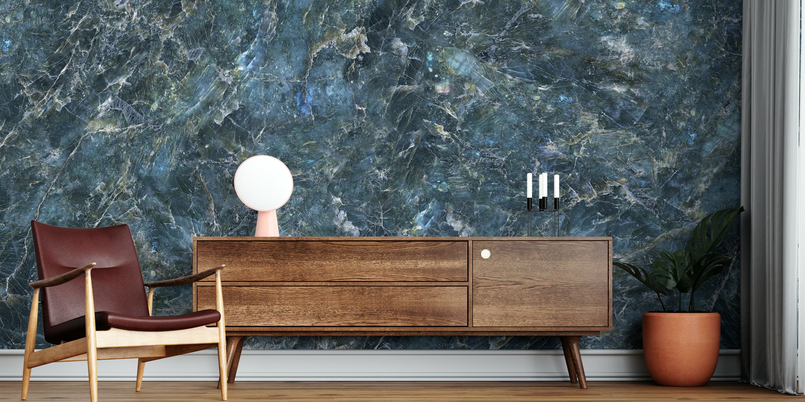 Luxury Blue Stone Texture carta da parati in una stanza