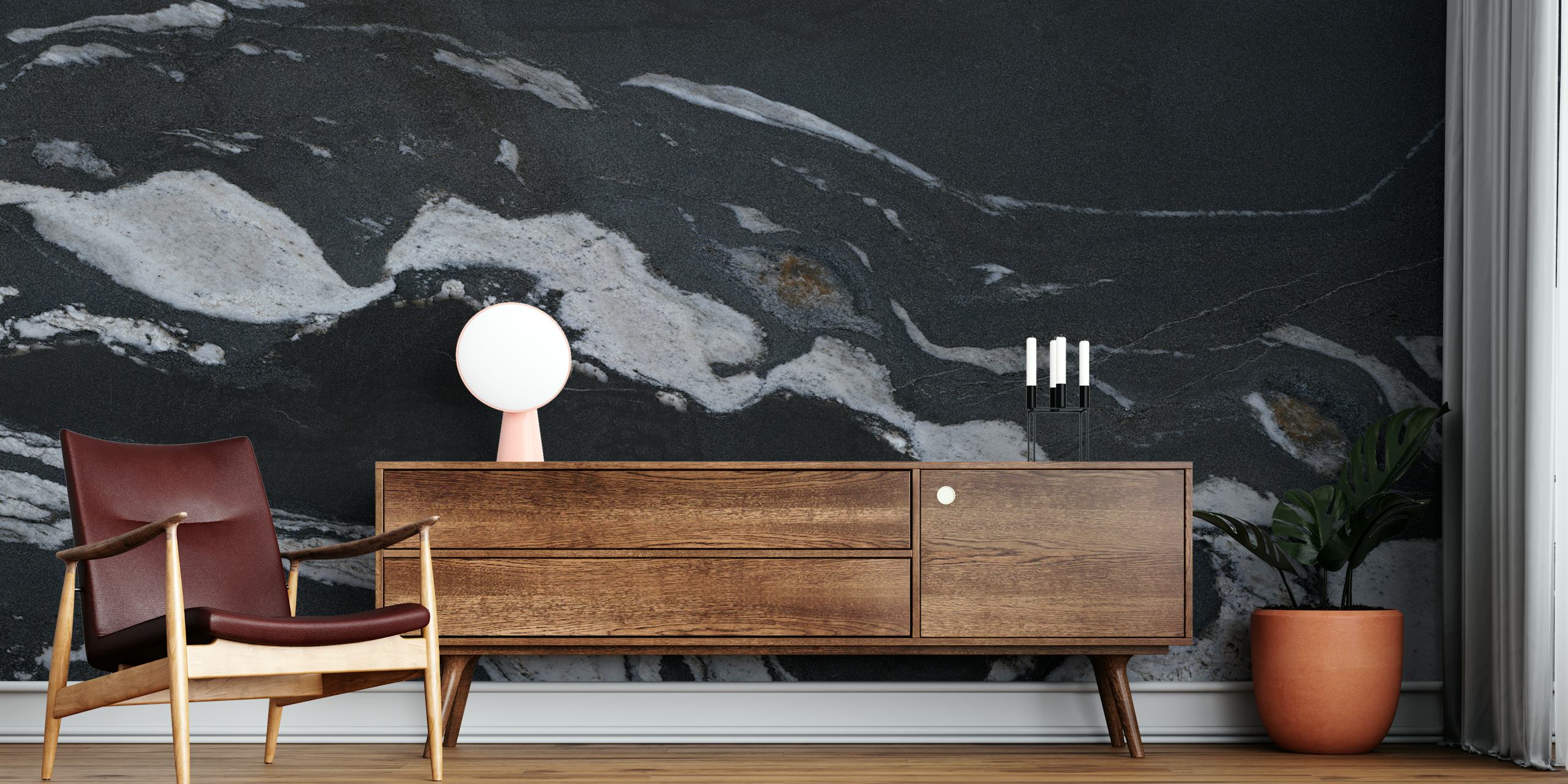 Tapeta Wavy Marble Pattern prikazana u sobi