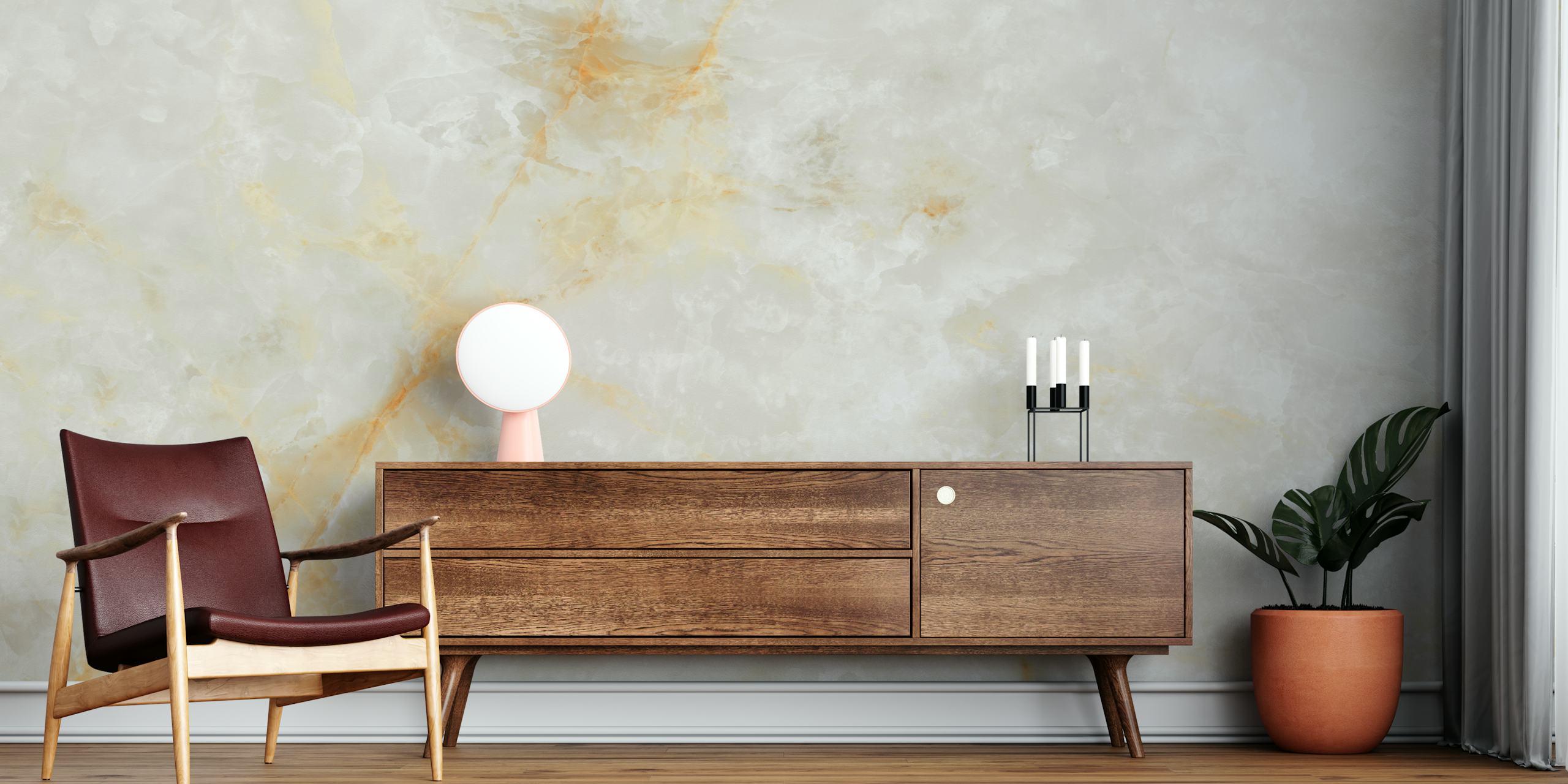 Ice White Onyx tapet i et rom