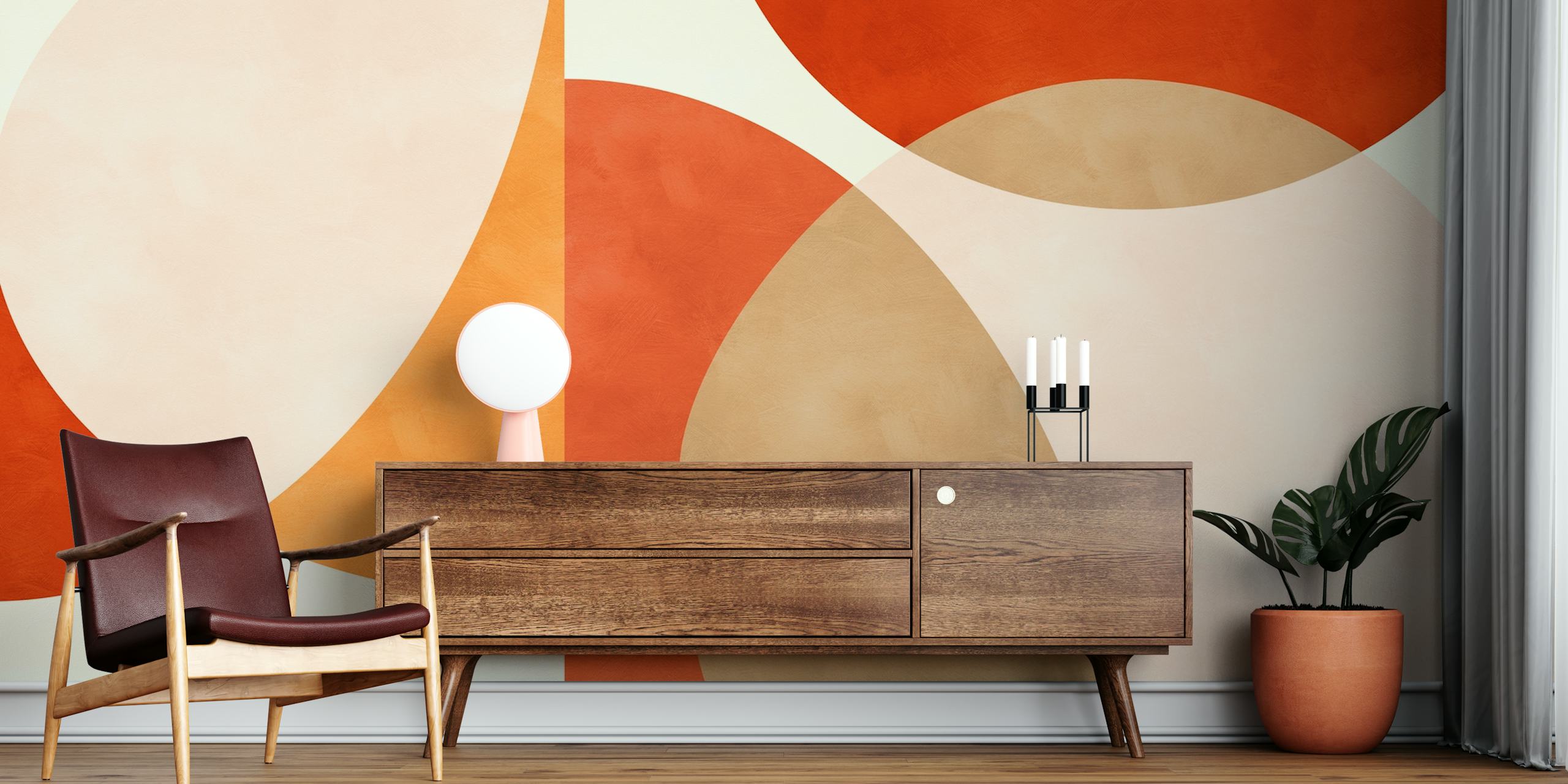 Abstract geometric shapes in warm earthy tones wallpaper