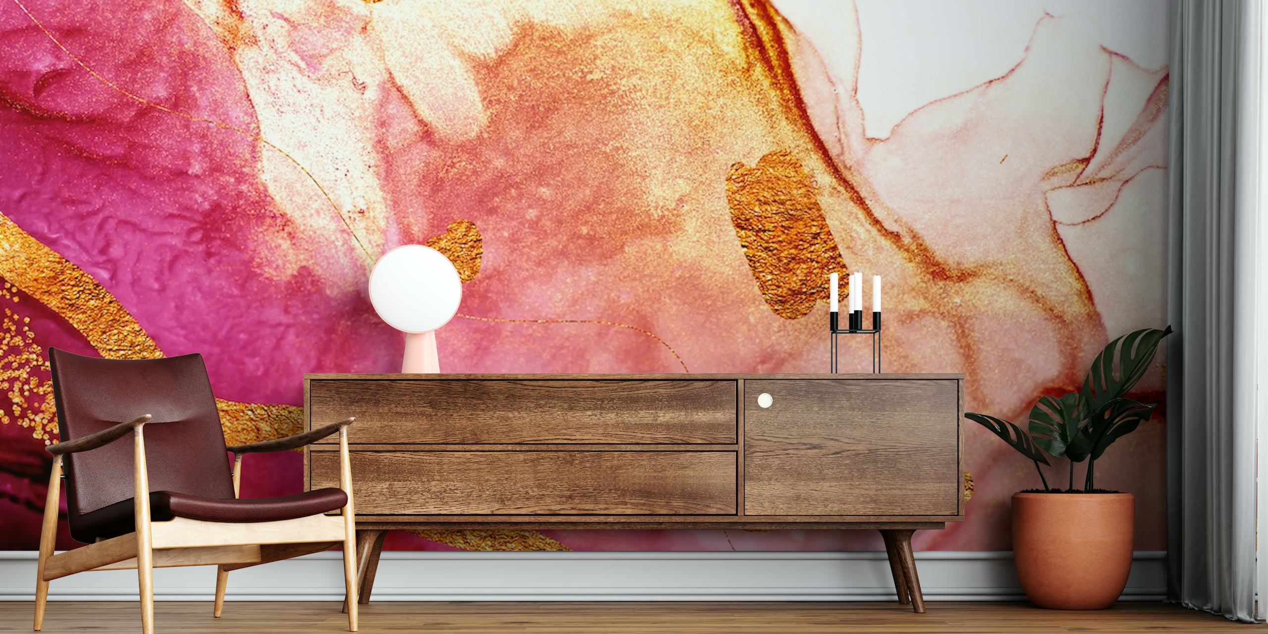 Pink luxury tapetdesign i ett rum