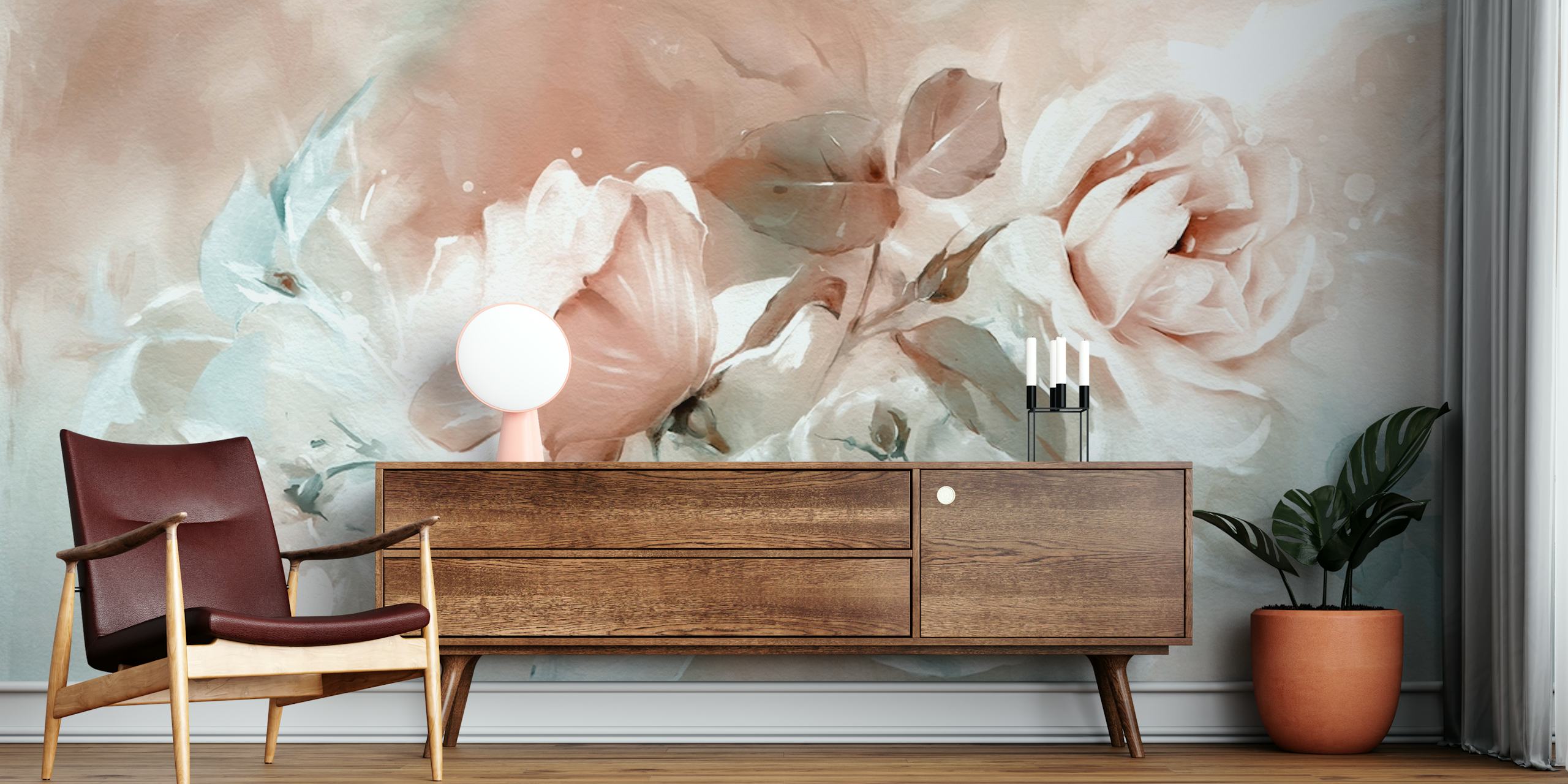 Roses oil painting ταπετσαρία σε ένα δωμάτιο