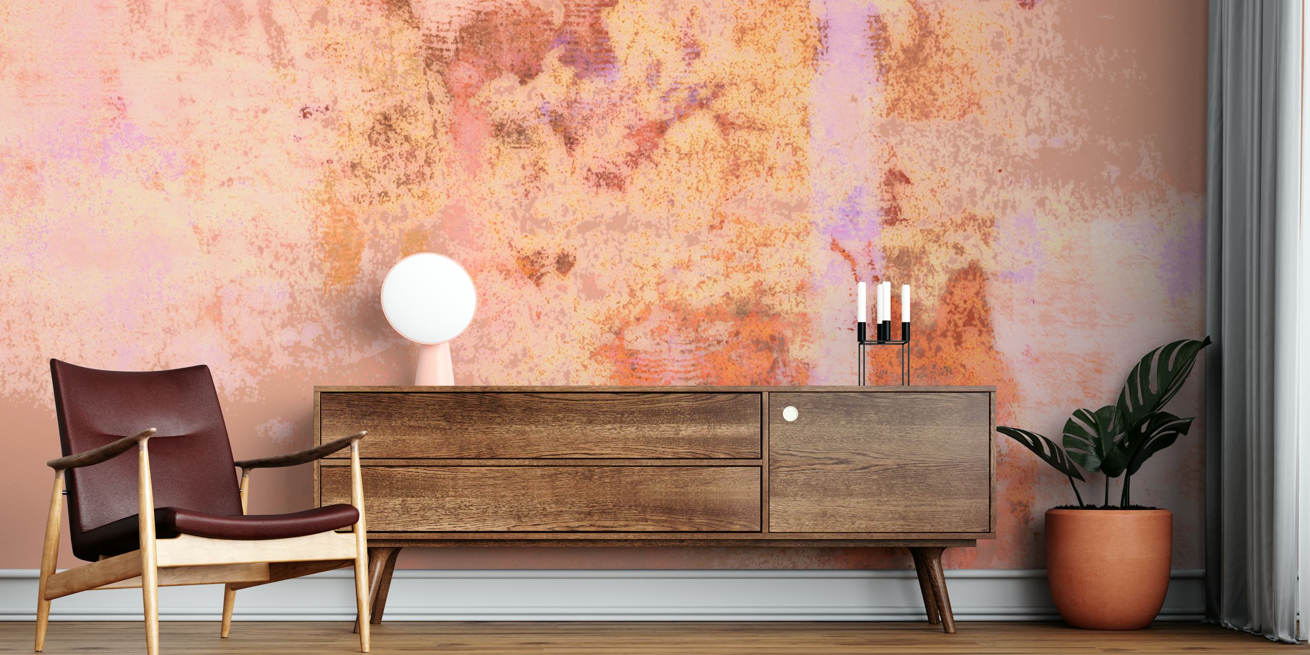 Papel de parede Soft Japandi Coral Reef em um quarto