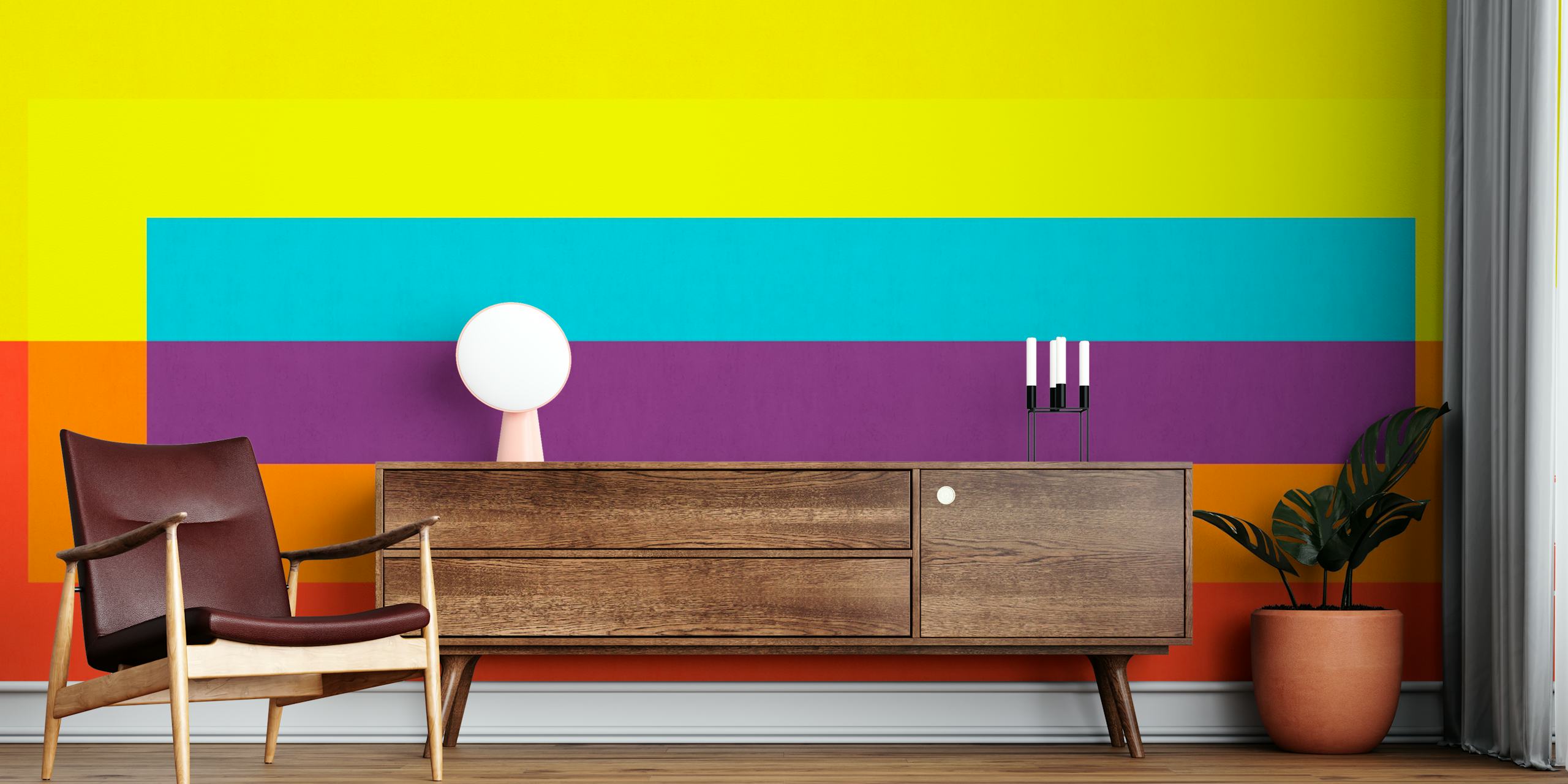 Geometric modern art wallpaper in a stylish room