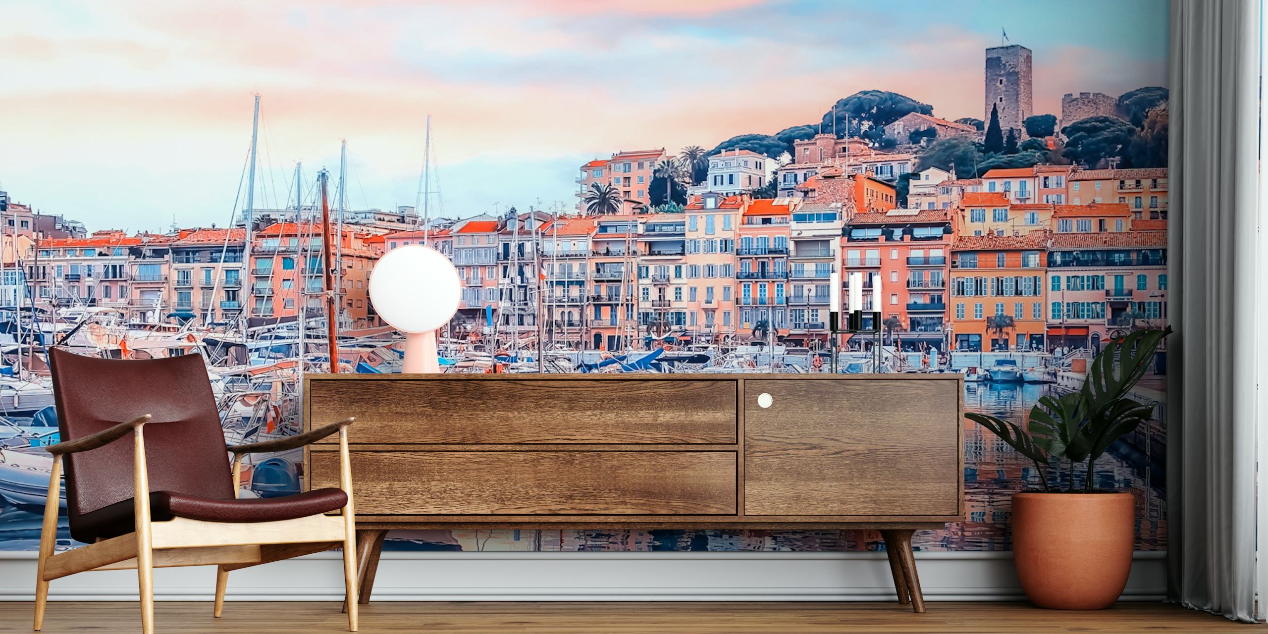 Harbor in Cannes design de papel de parede