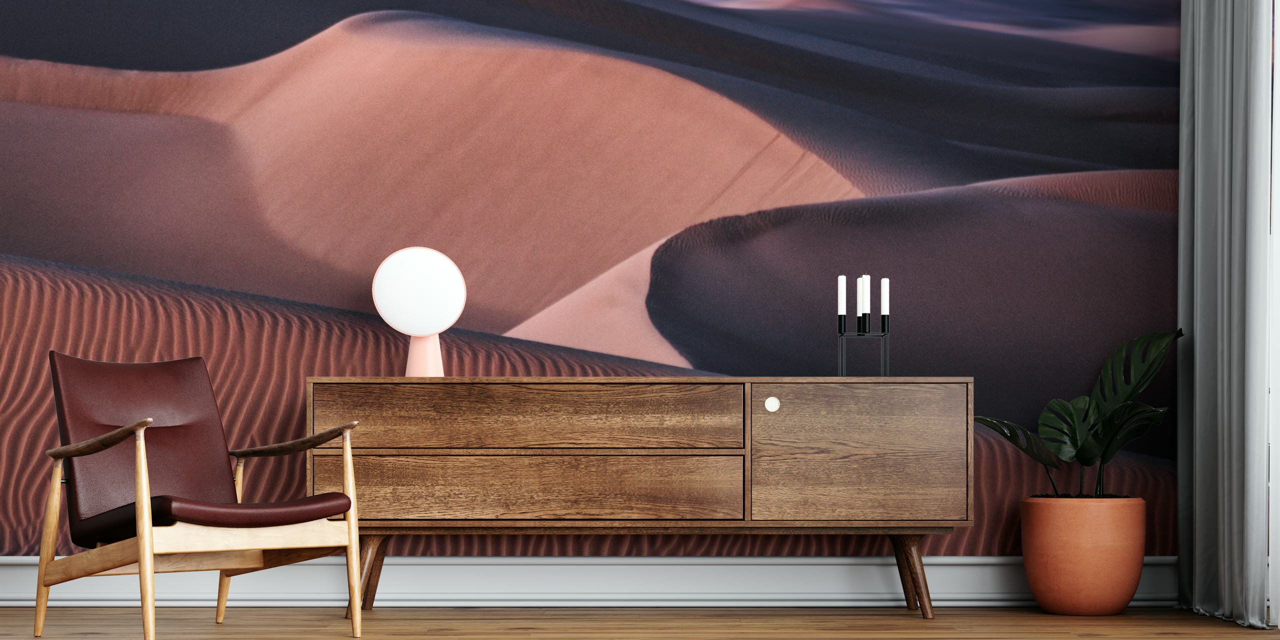 Wallpaper with sand dunes design in a room