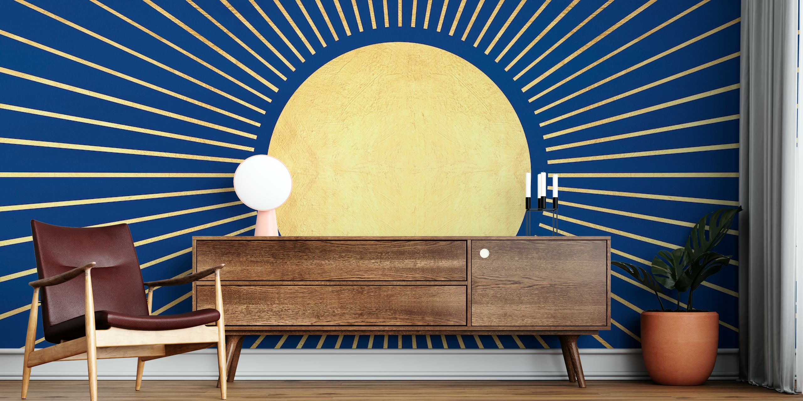 Golden moon 1 wallpaper design in a room