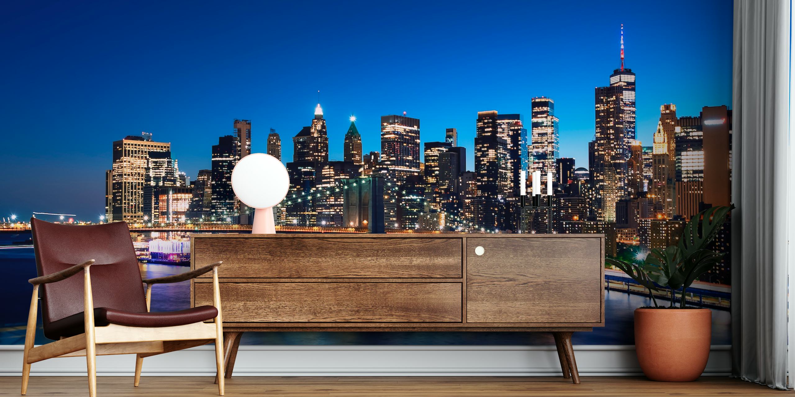New York City skyline at dusk wall mural
