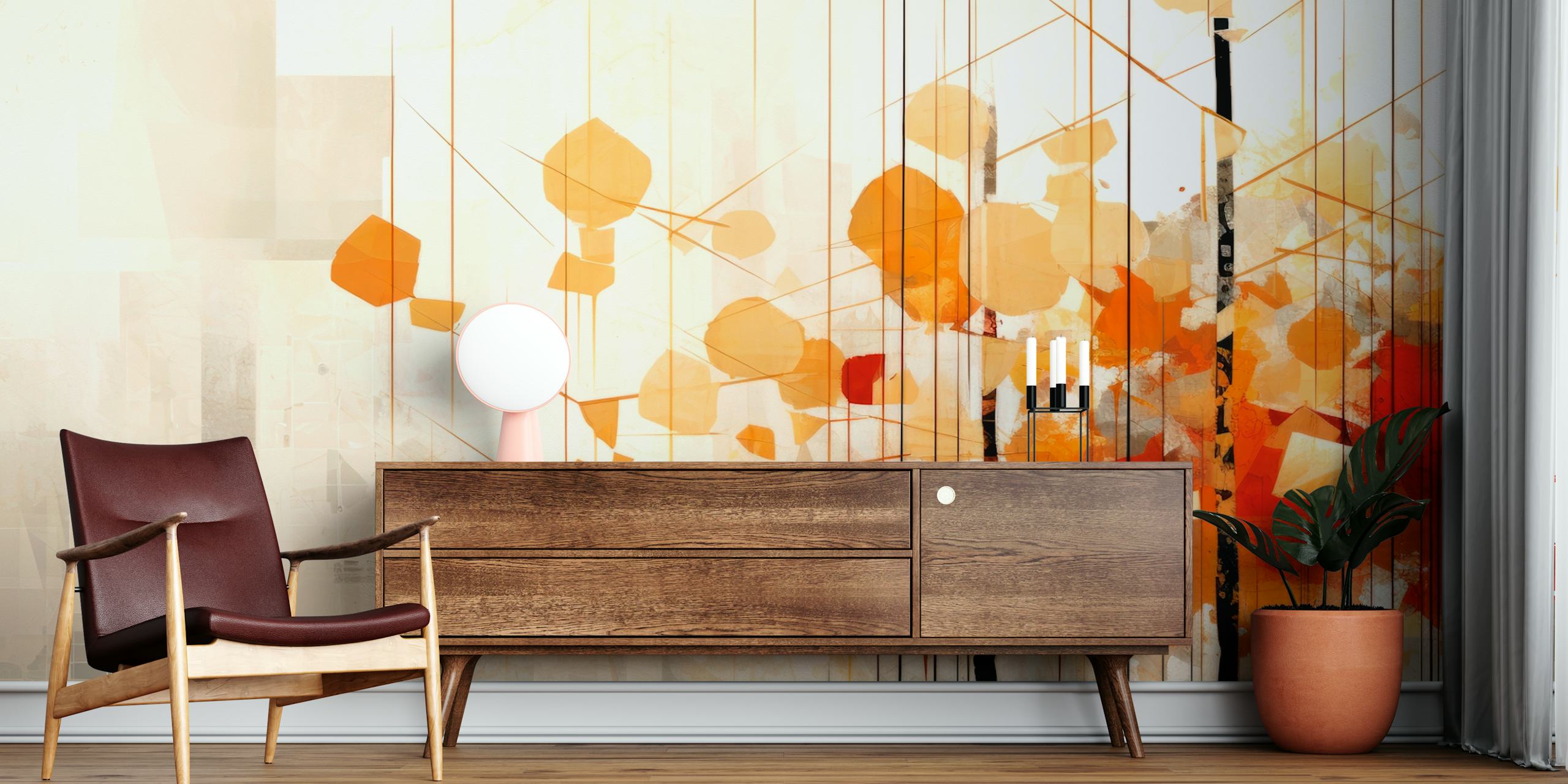 Geometric Art Av Autumn Trees Tapet