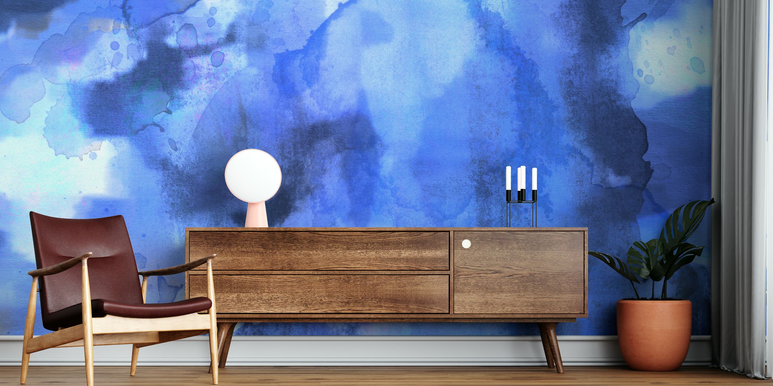 Cosmic Indigo Dream wallpaper displayed in a room