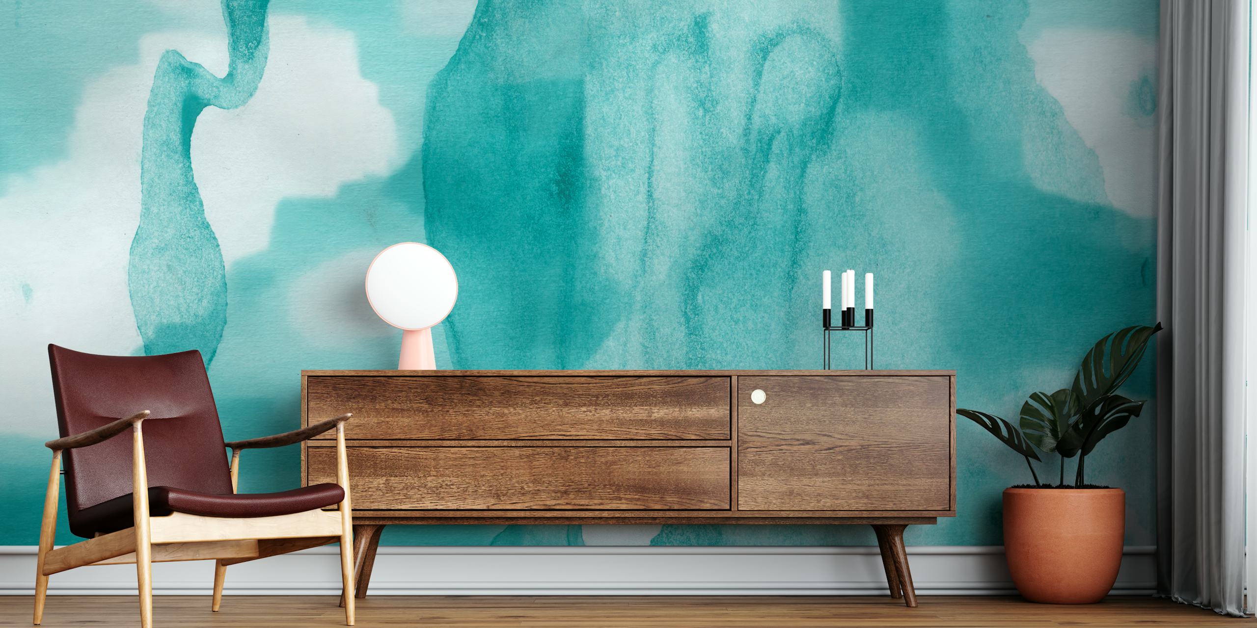 Cosmic Teal wallpaper displayed in a room