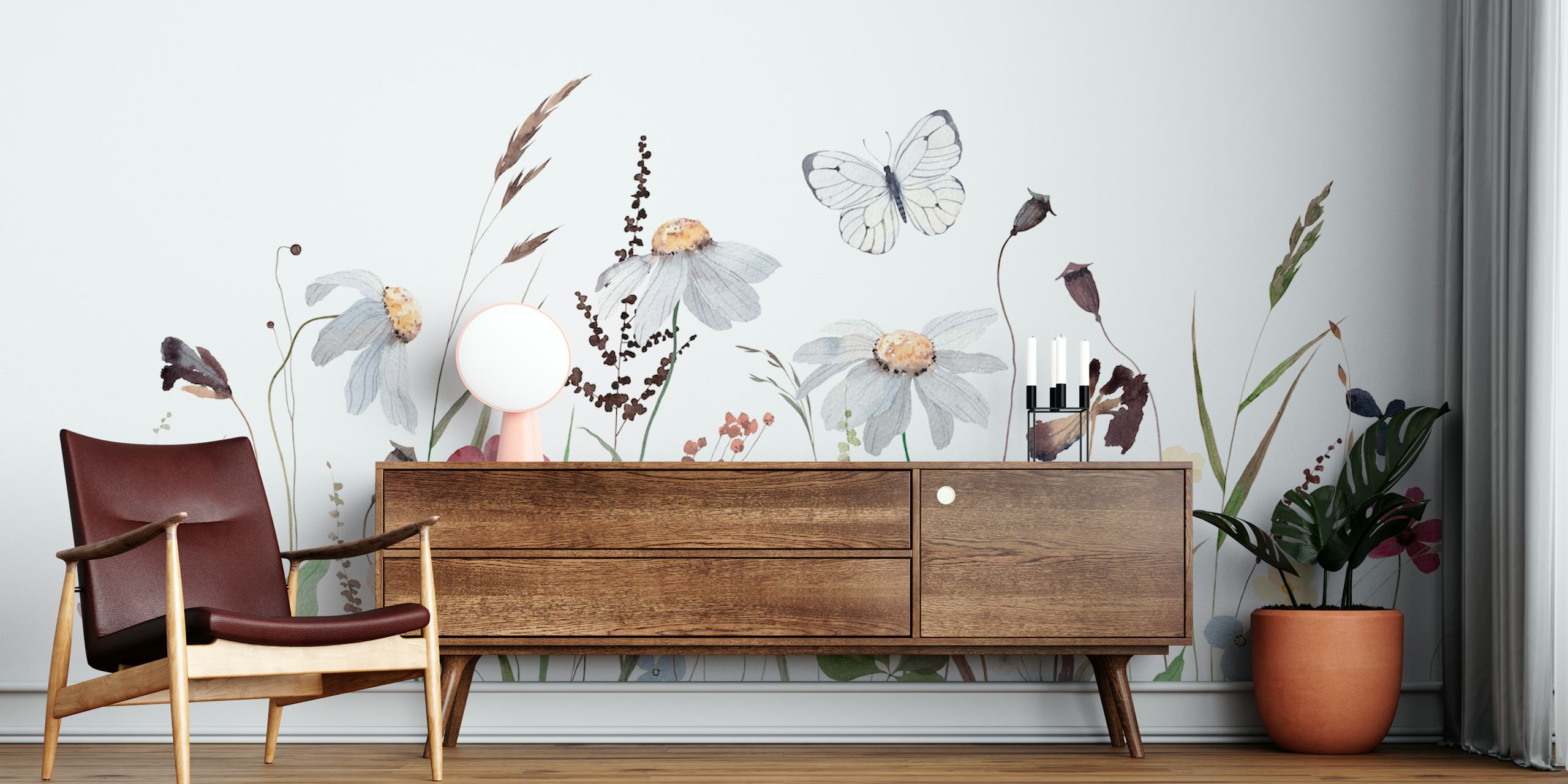 Wildflowers watercolor tapeta u sobi