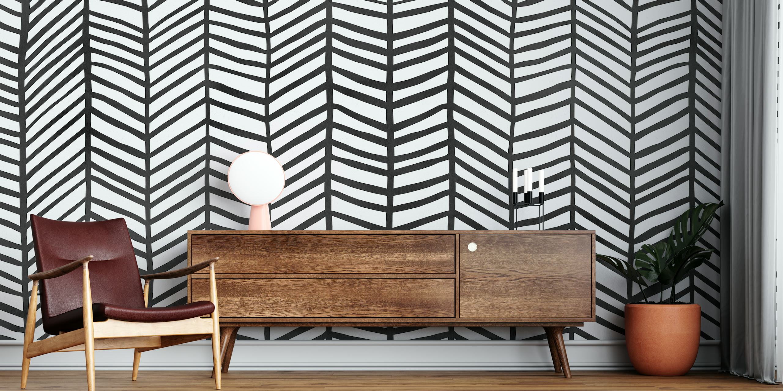 Carta da parati Wavy lines in una stanza moderna