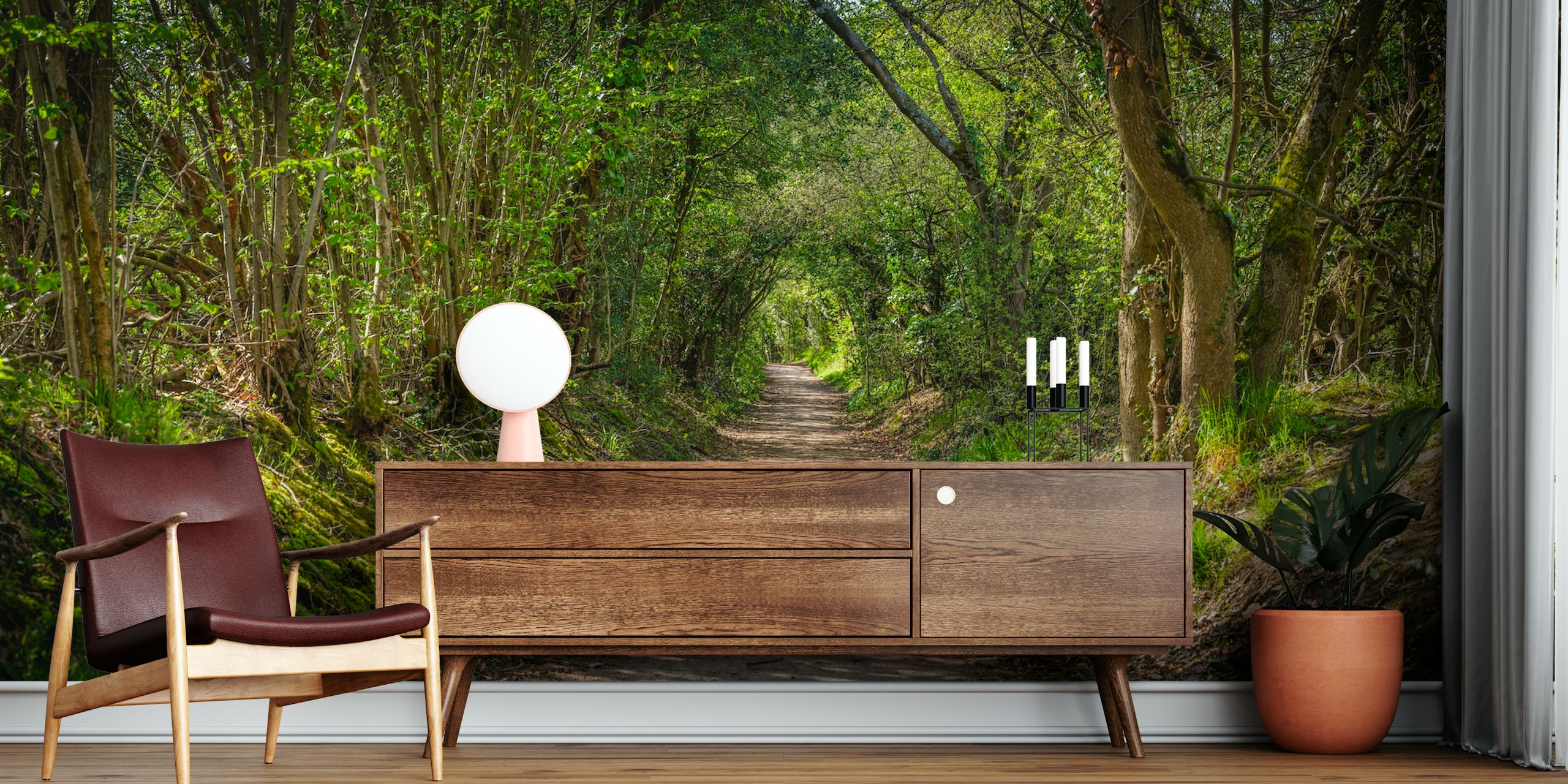 Nature-inspired wallpaper with a serene pathway