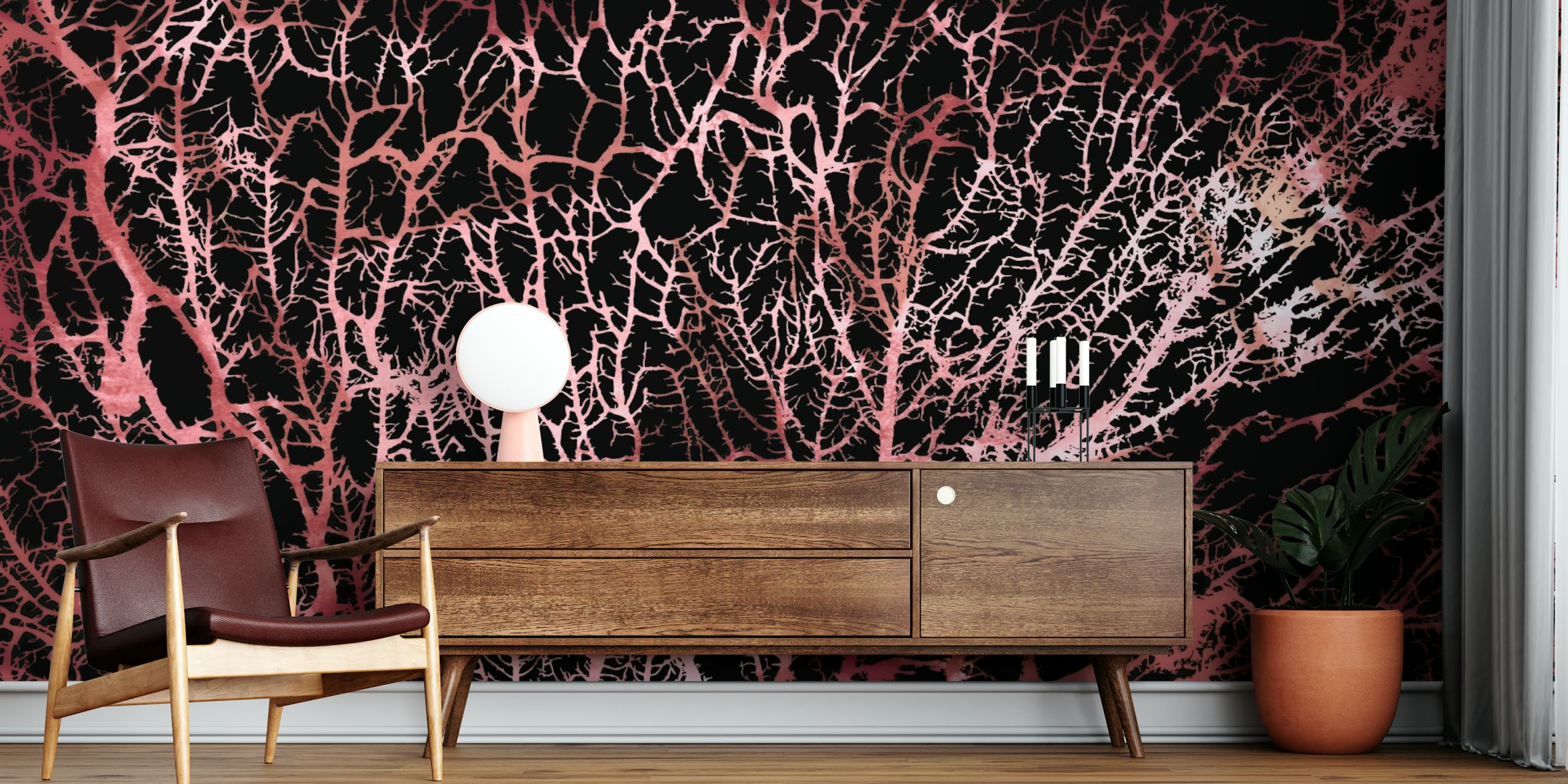 Mystic Neon Earthy Japan Forest Ταπετσαρία σε ένα δωμάτιο