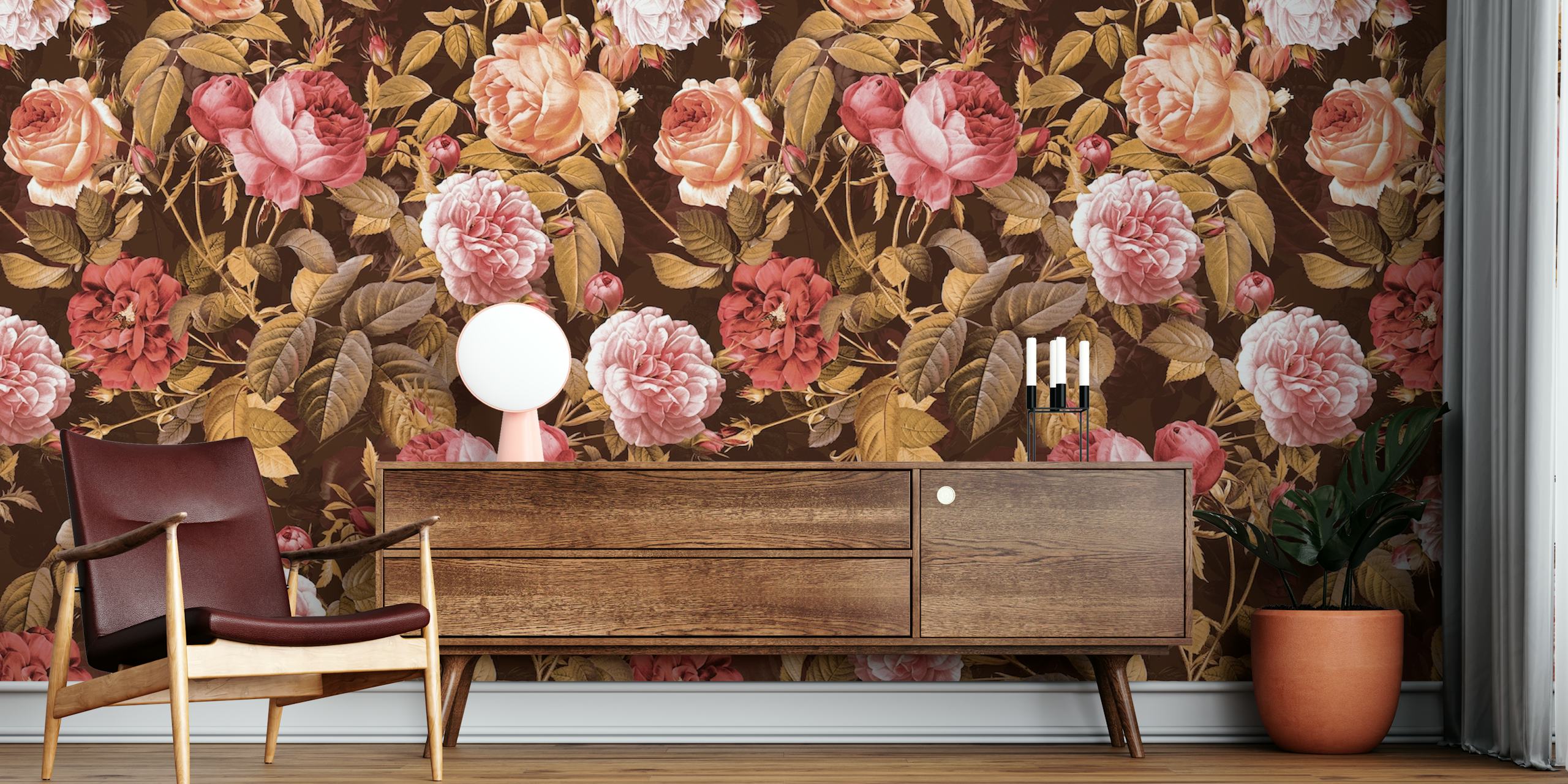 Floral wallpaper design with roses