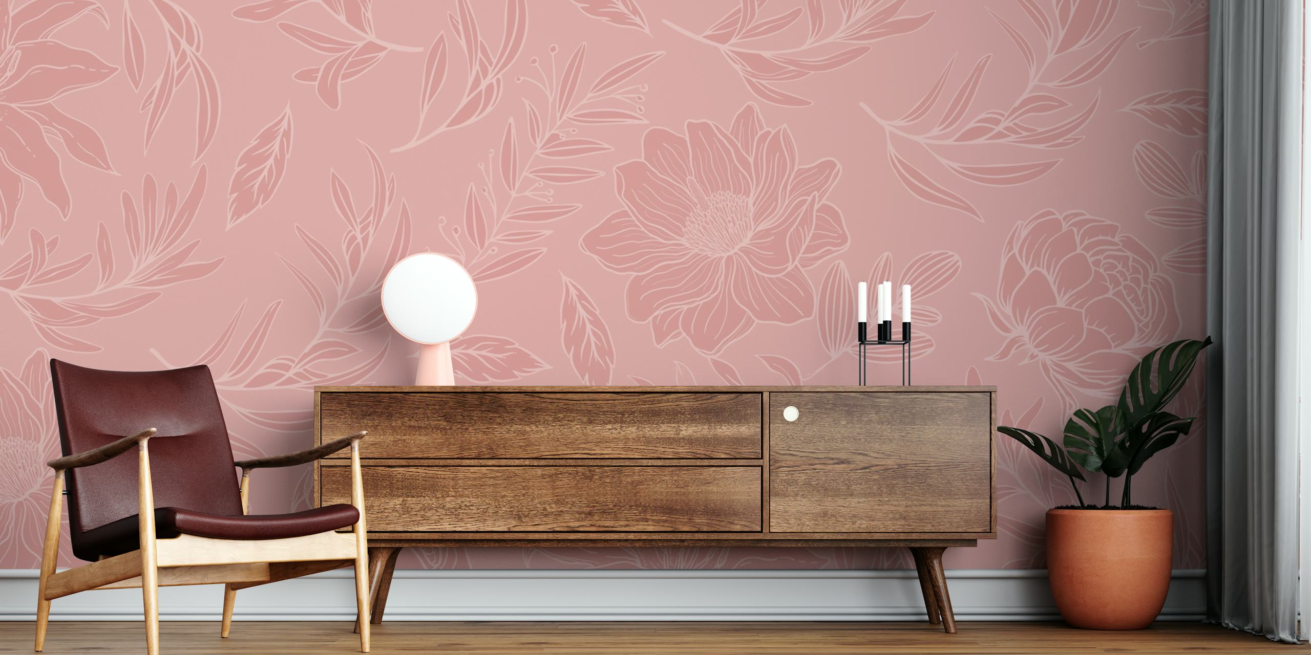 Floral behangontwerp in een kamer