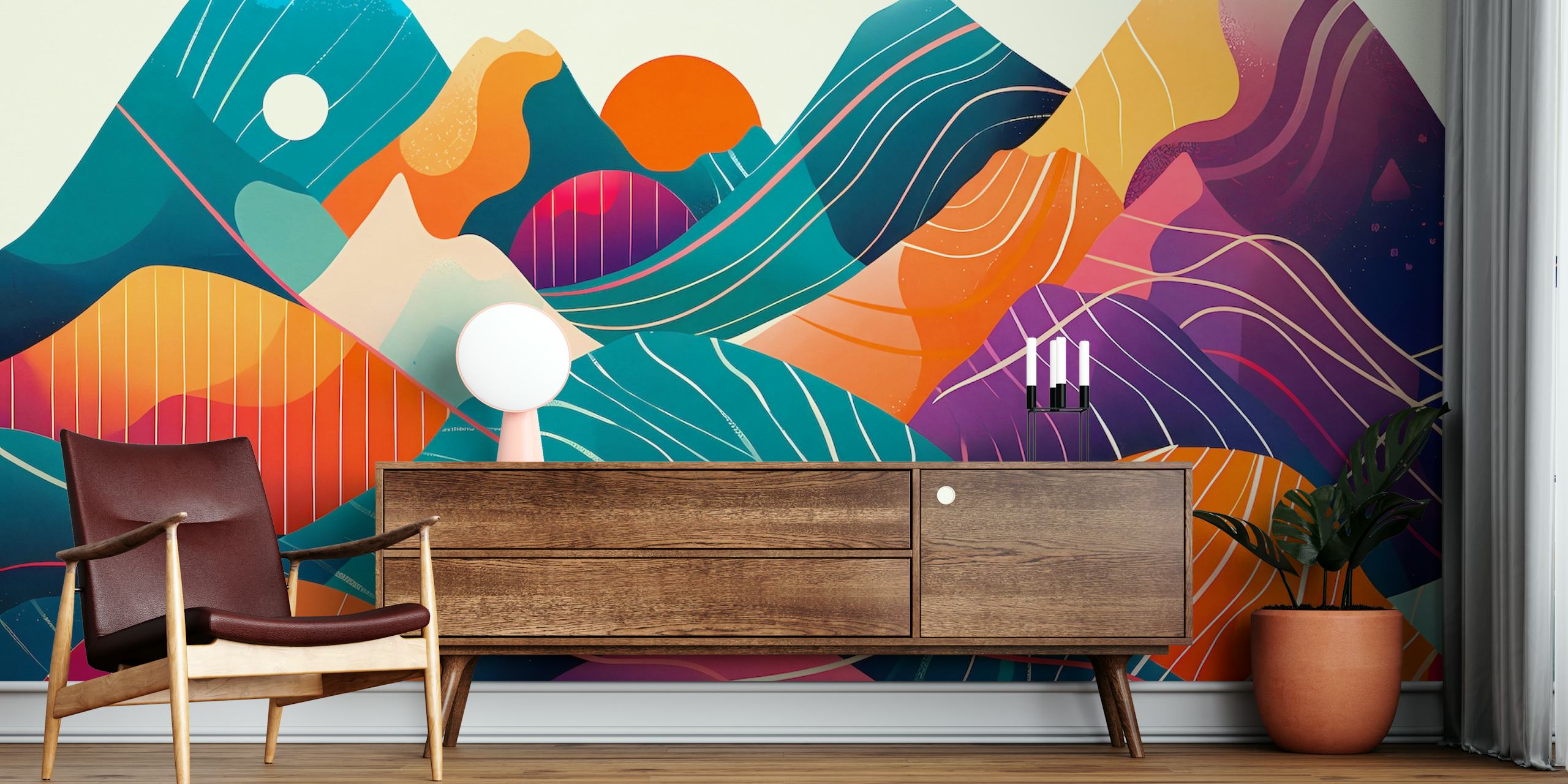 Färgglad bergtapetdesign