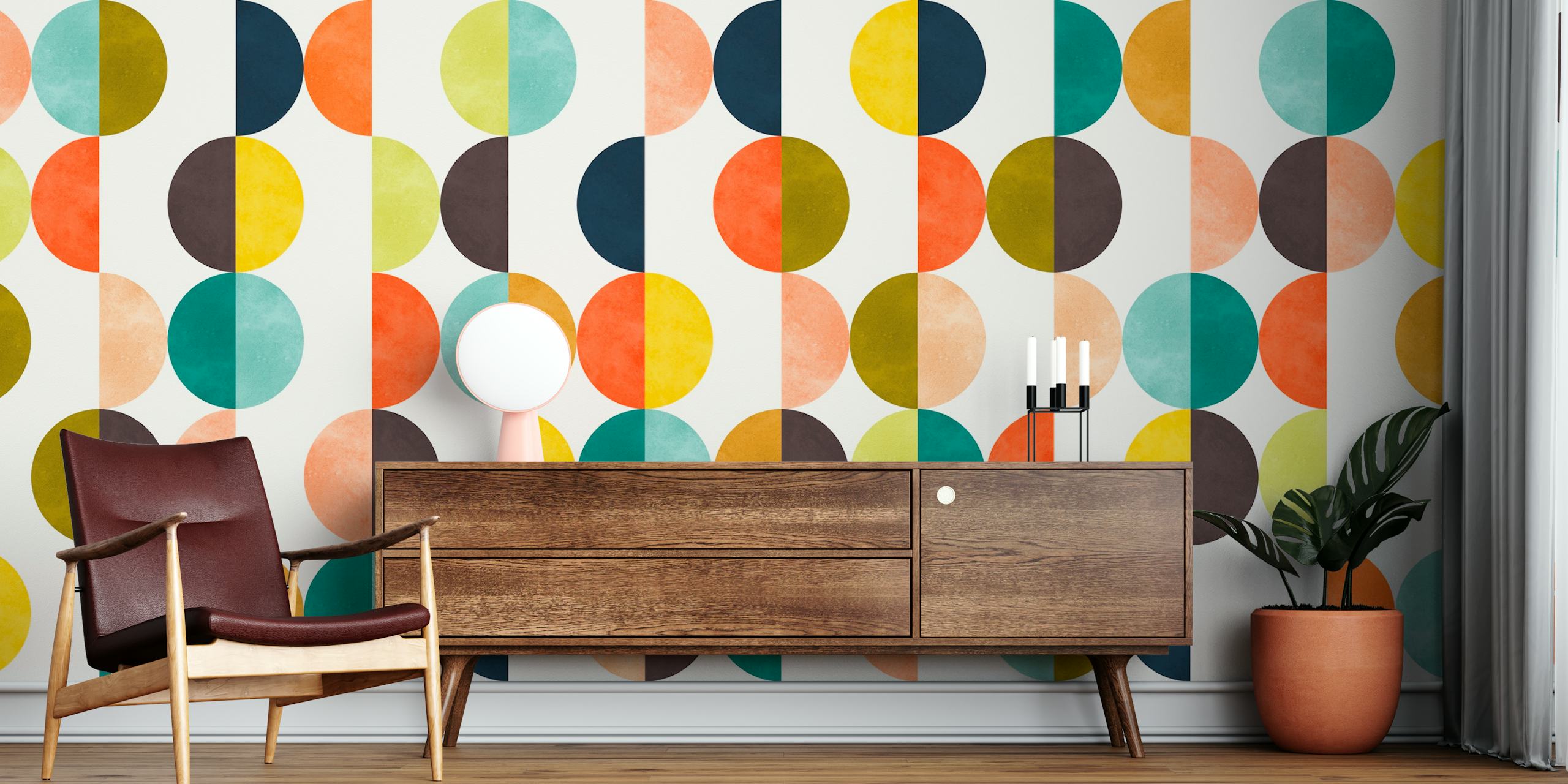 Colorful Circles 7 wallpaper in a stylish room