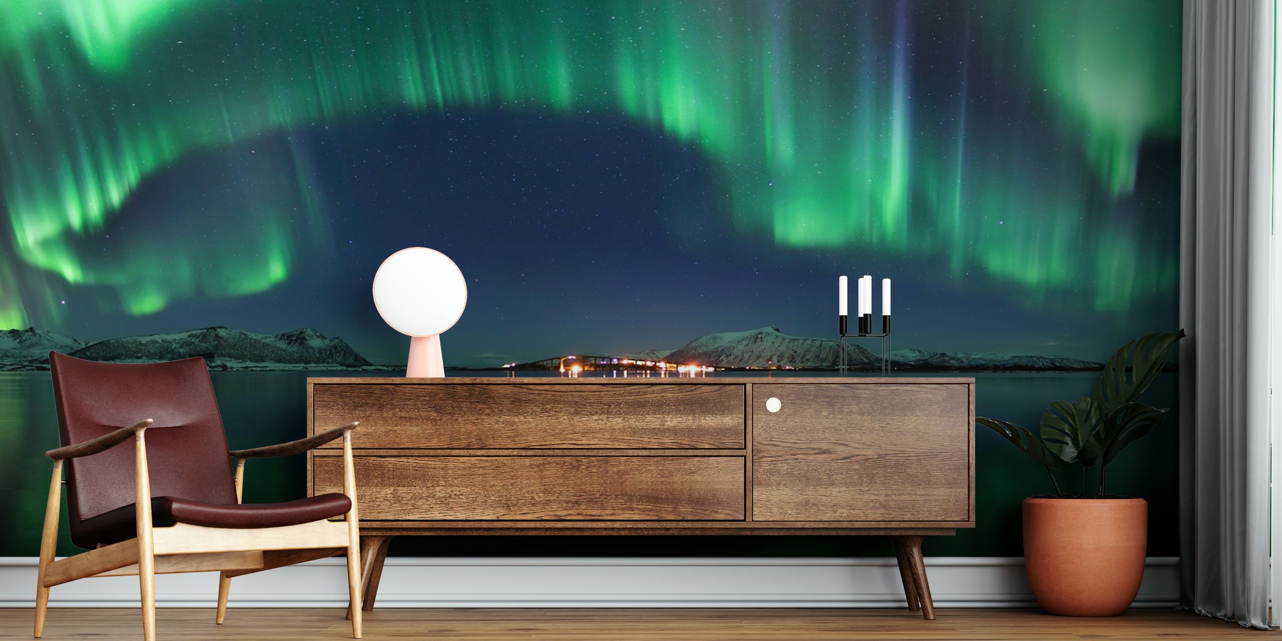 Design de papel de parede Magical Night em um quarto