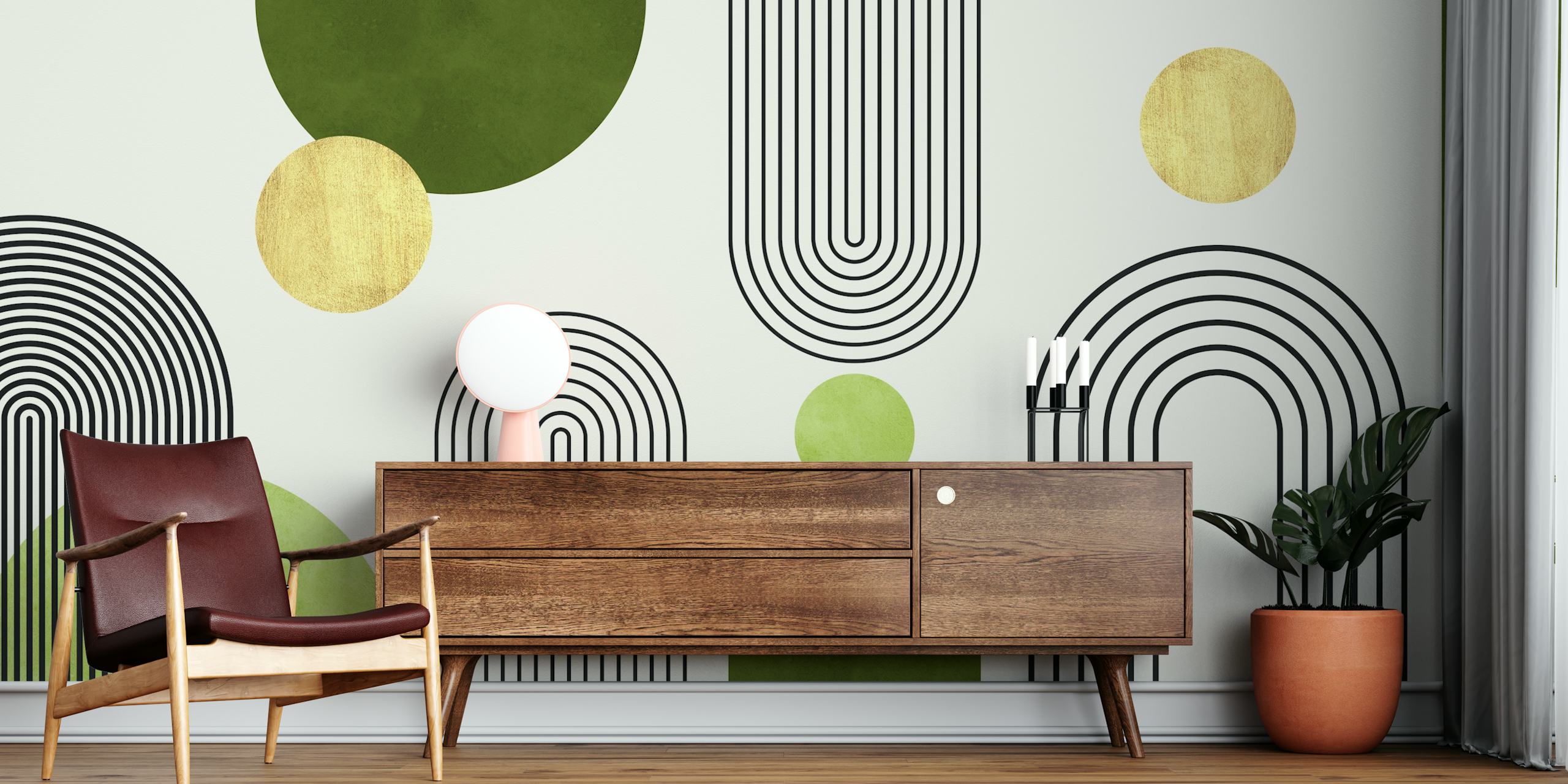 Watercolor circles 8 papel tapiz en una habitación