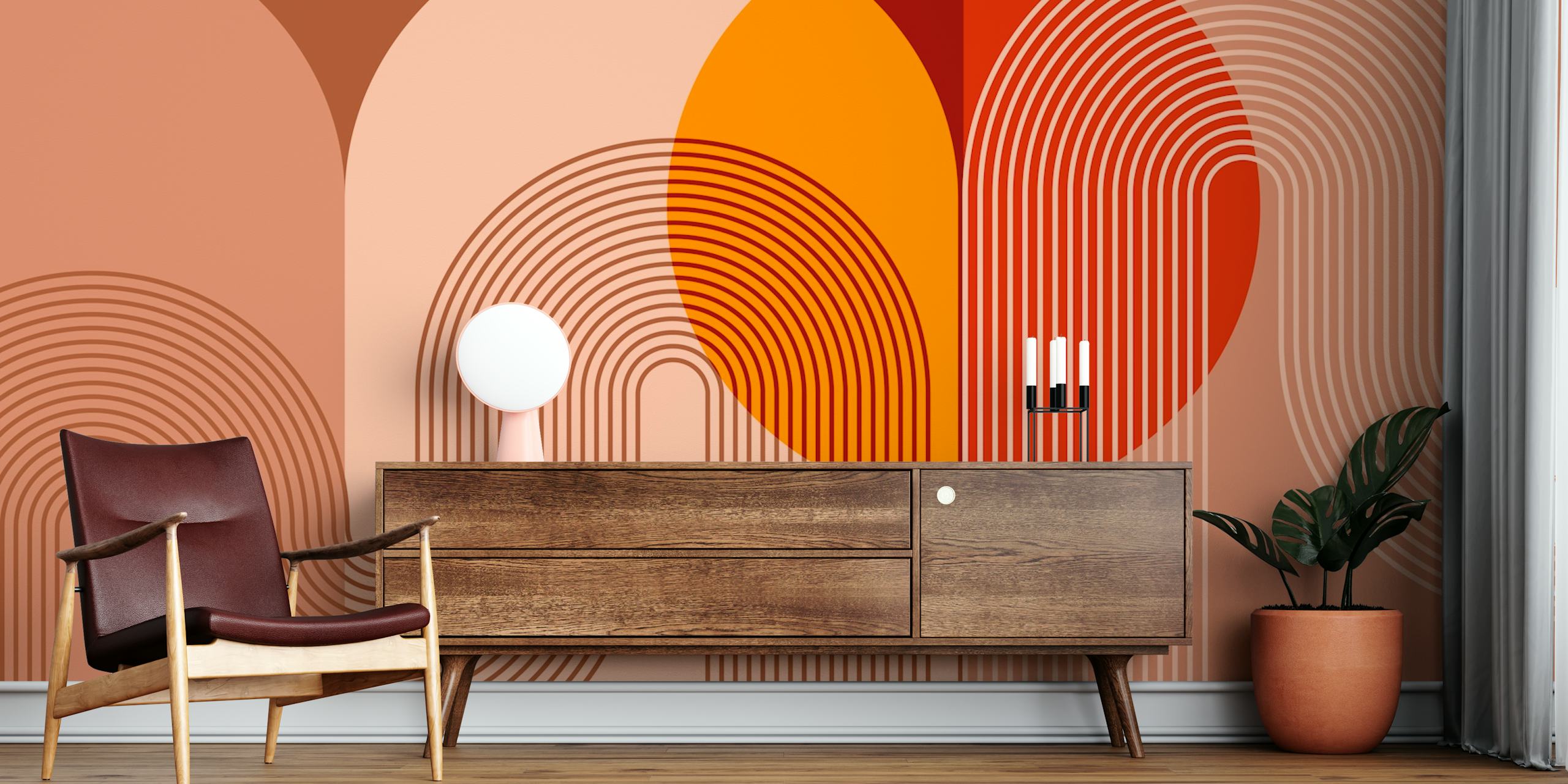 Mid Century Modern Sunset wallpaper in room