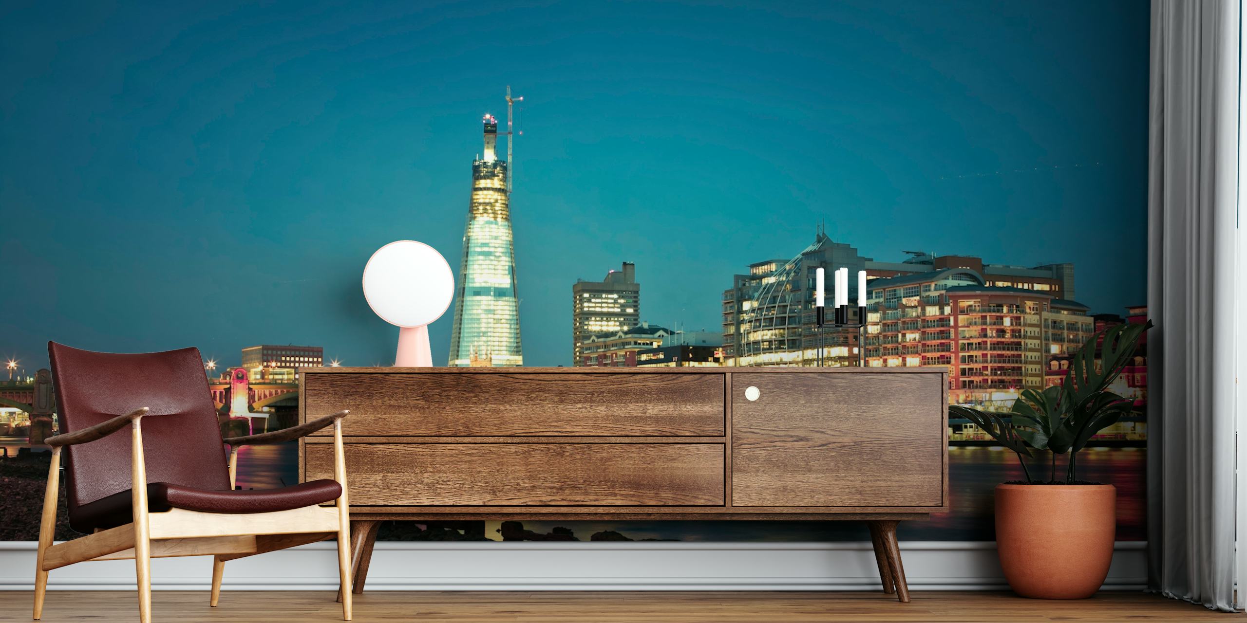 Thames Twilight behang in een kamer