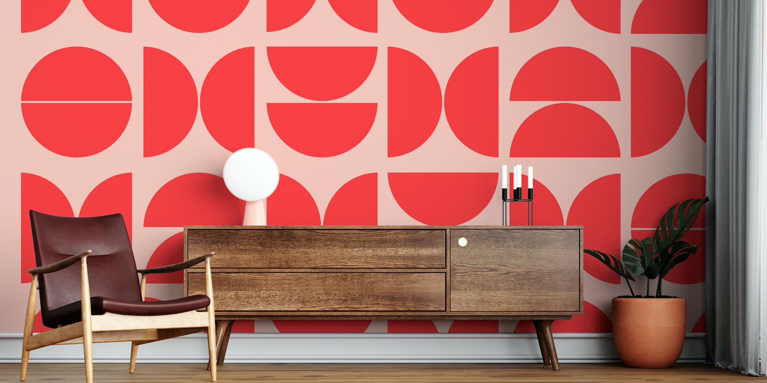 Happy Red Bauhaus wallpaper design
