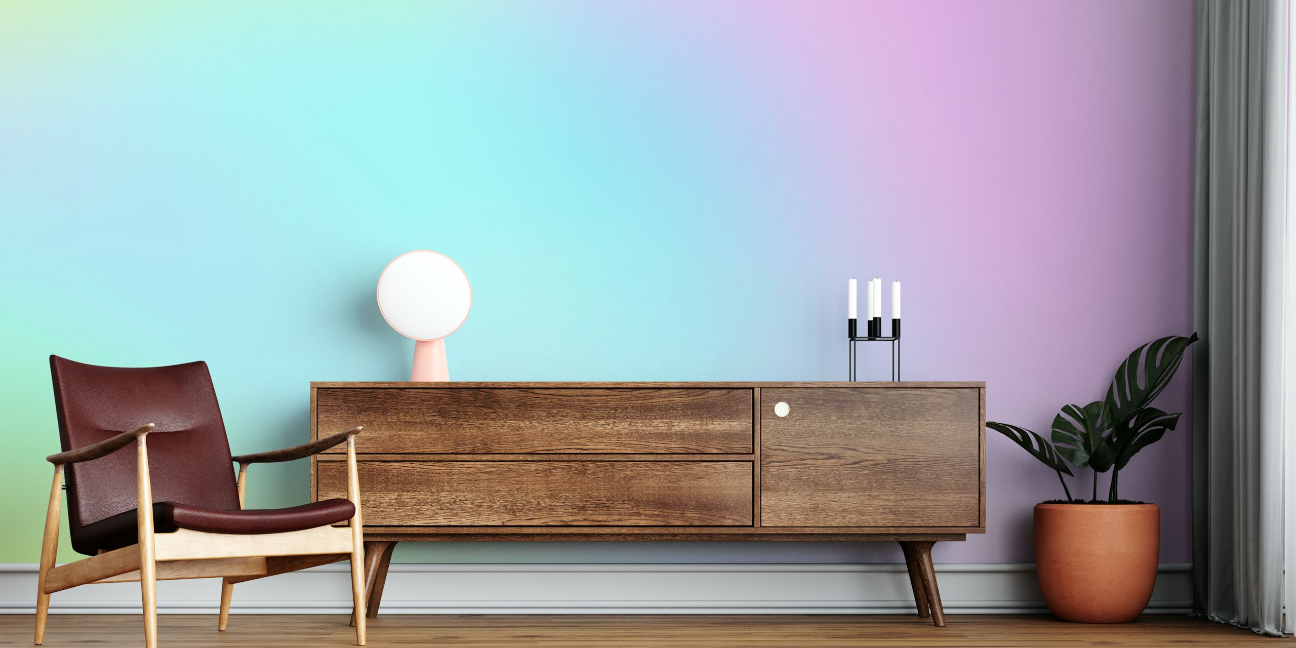 Pastel gradient with soft pink, blue, and yellow hues wallpaper