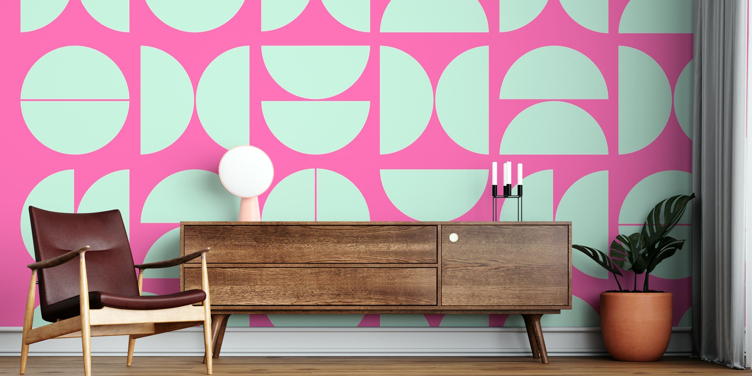 Mid-century modern tapettisuunnittelu huoneessa