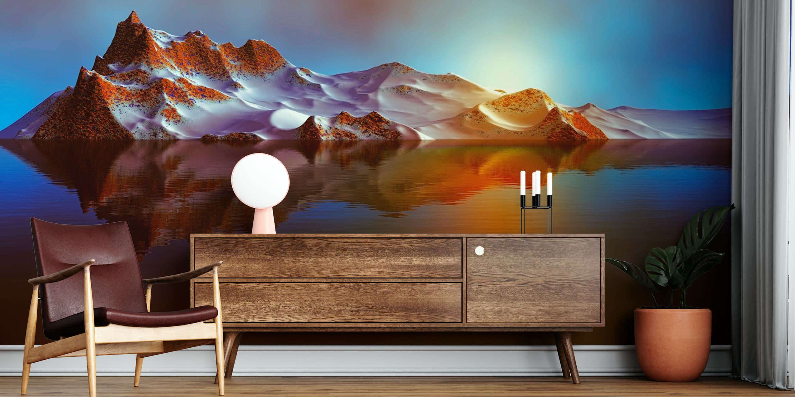 Majestic Mountain behang getoond in een kamer