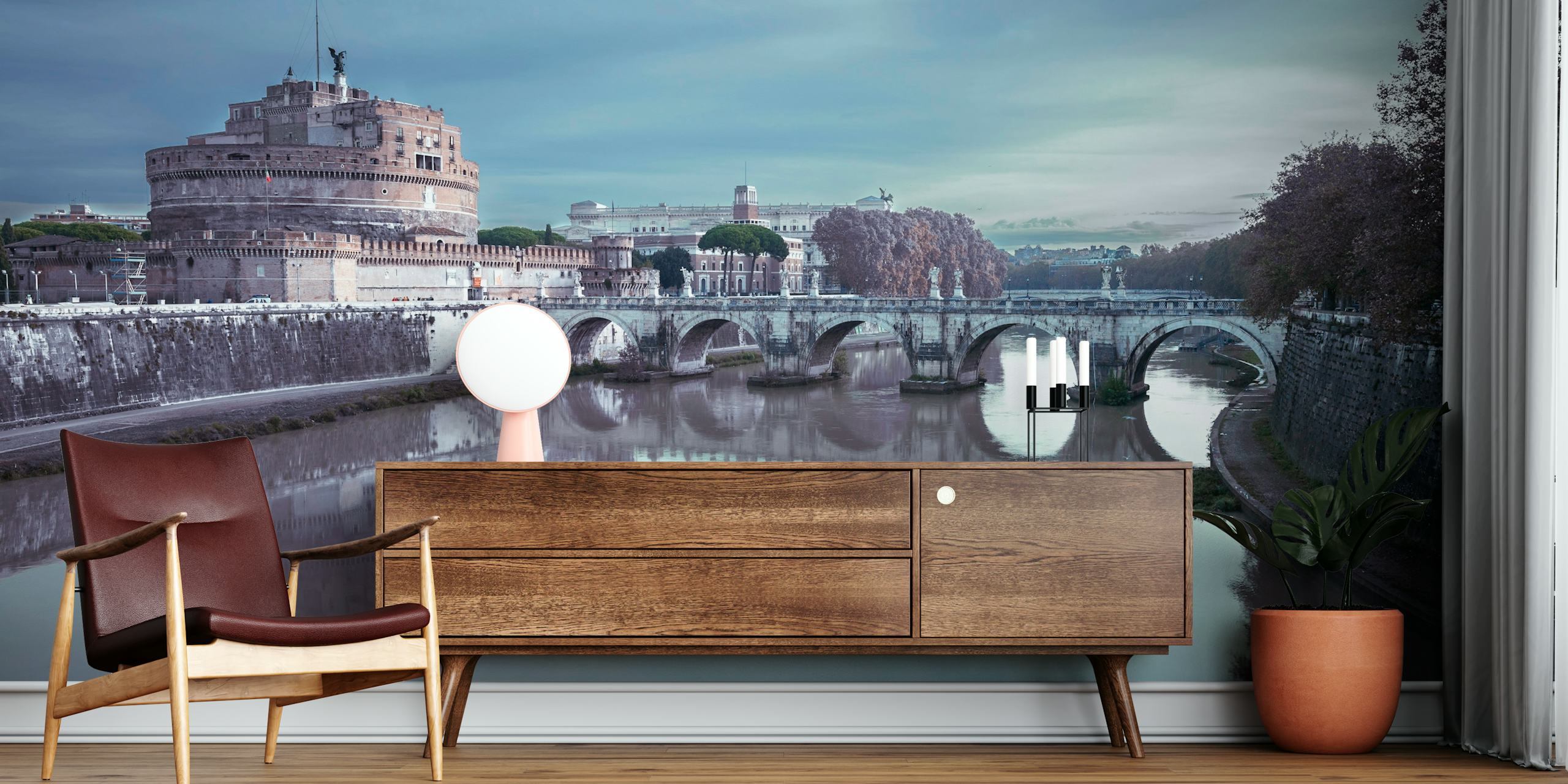 Castle St Angelo scenery blue grey color wall mural
