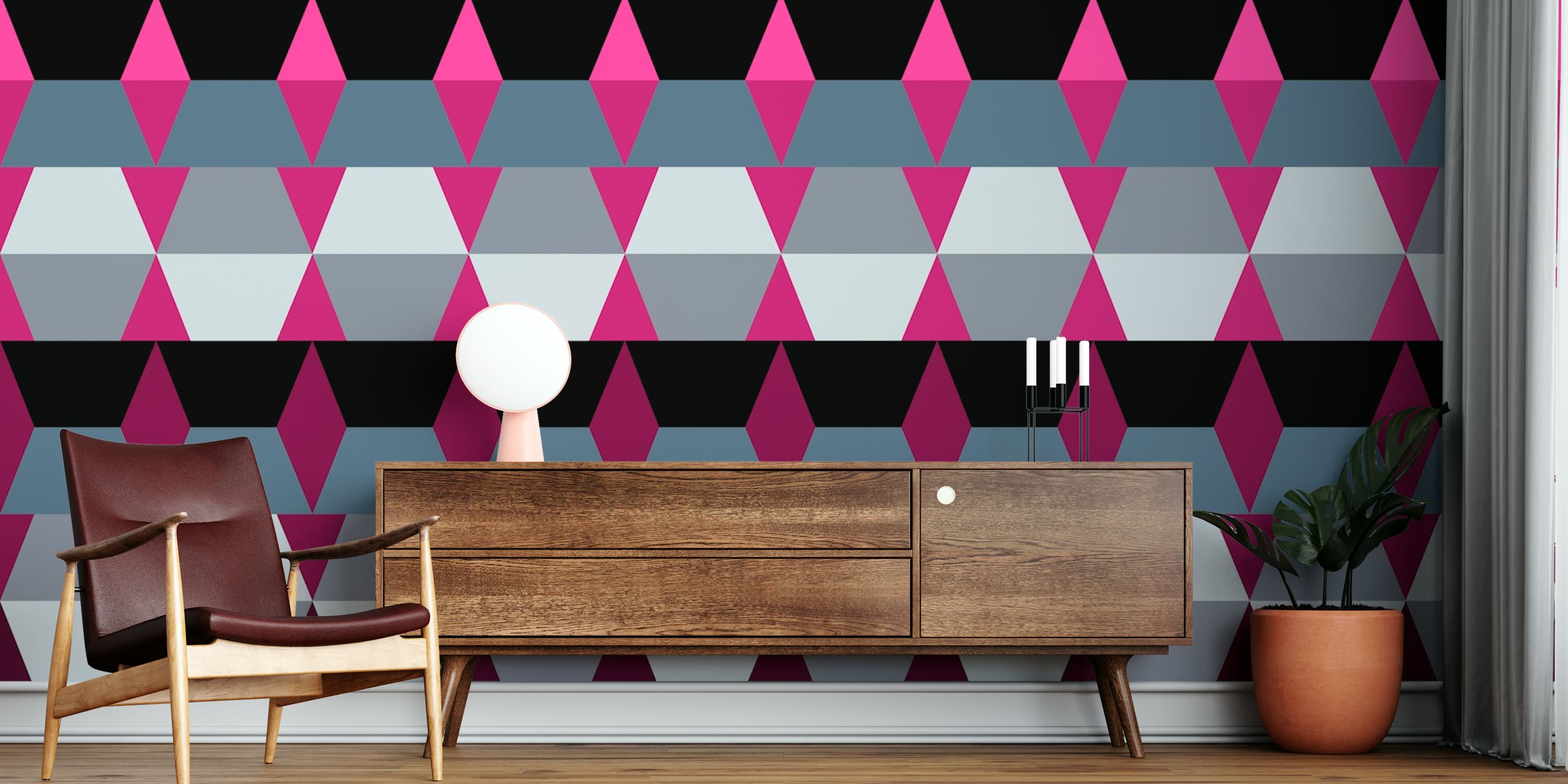 Modern Scandi Geometry wallpaper in a room