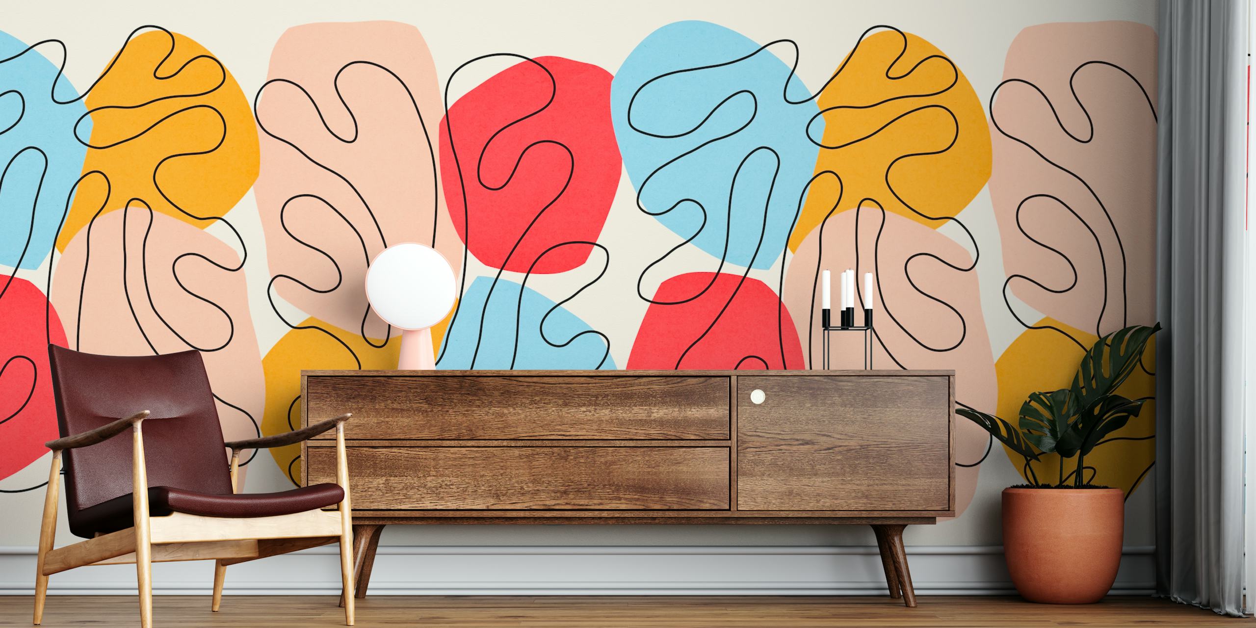 Floral Matisse 8 wallpaper in a room