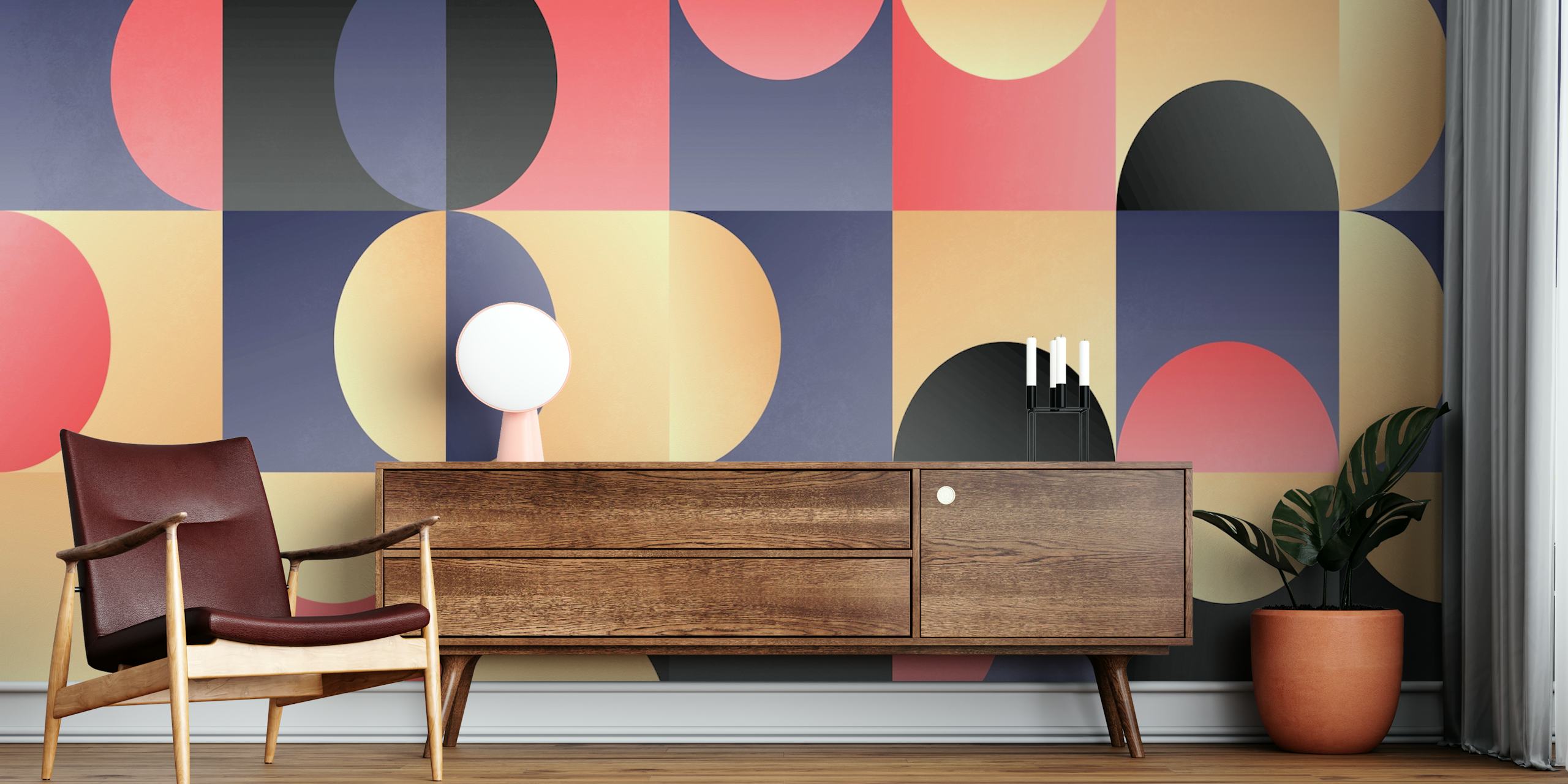 Mid Century Bauhaus Retro Tapetti Huoneessa