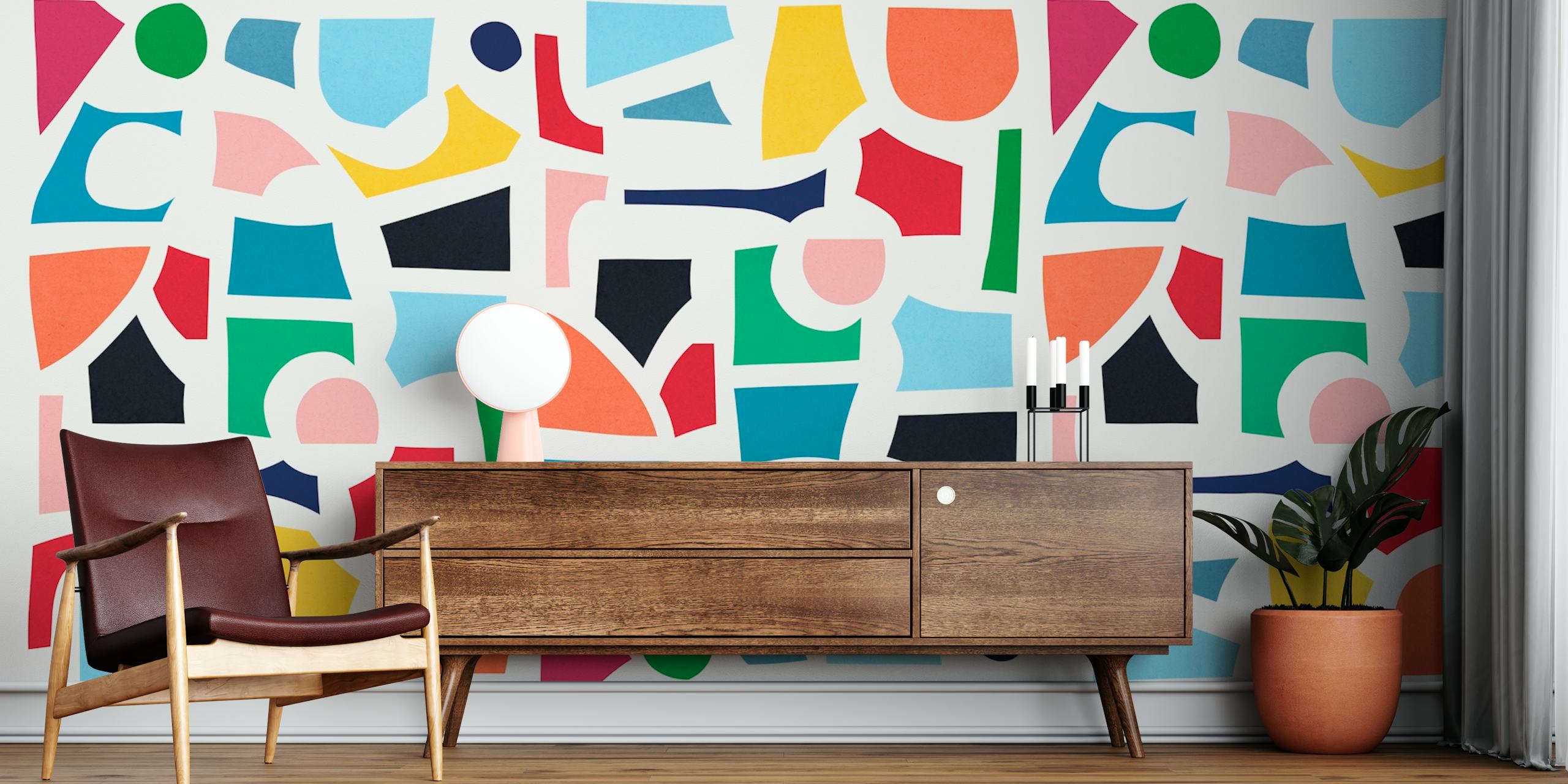 Design de papier peint Geometric collage dans une pièce