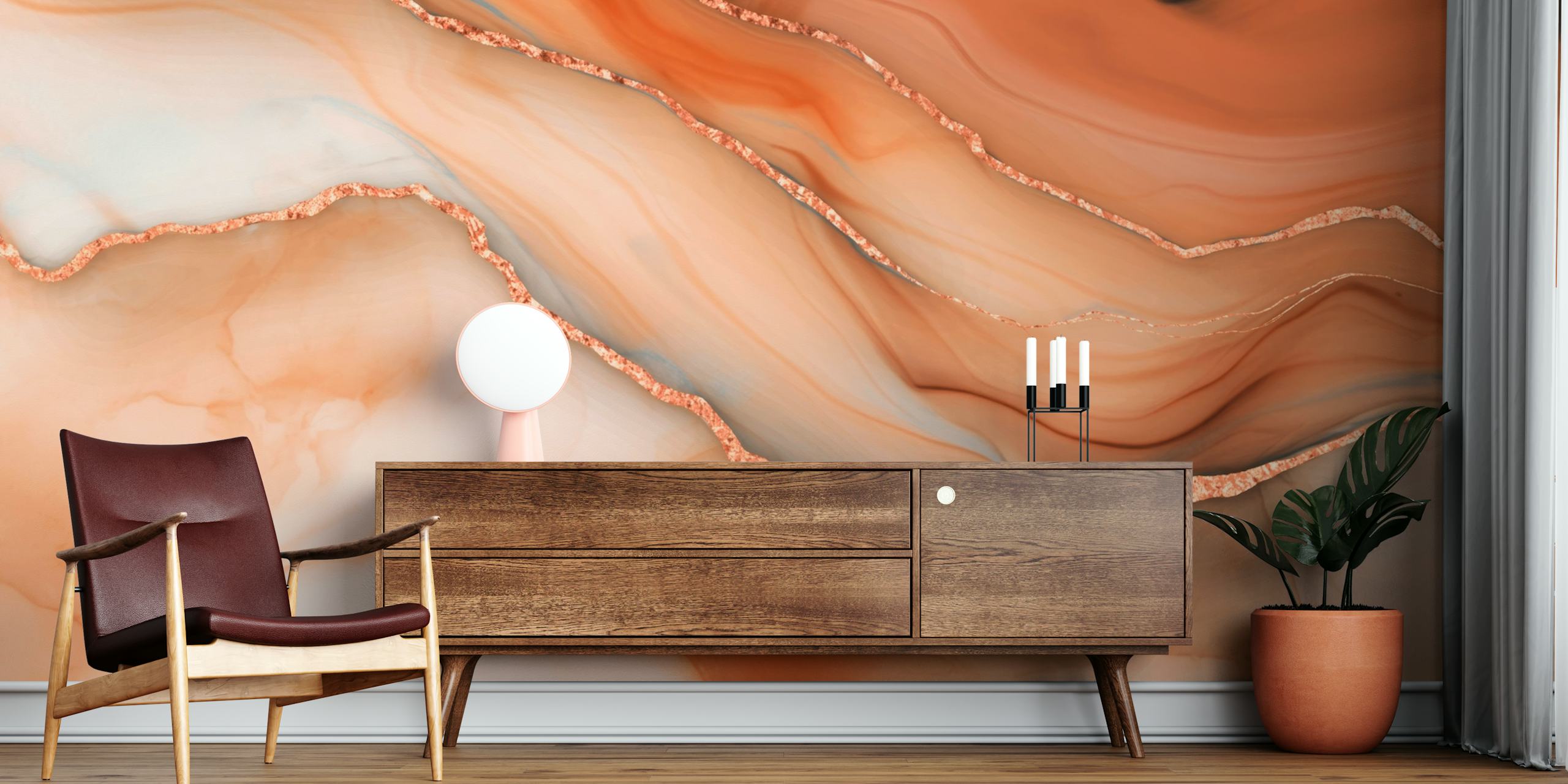 Precious Marble Elegance Peach Orange en una habitación