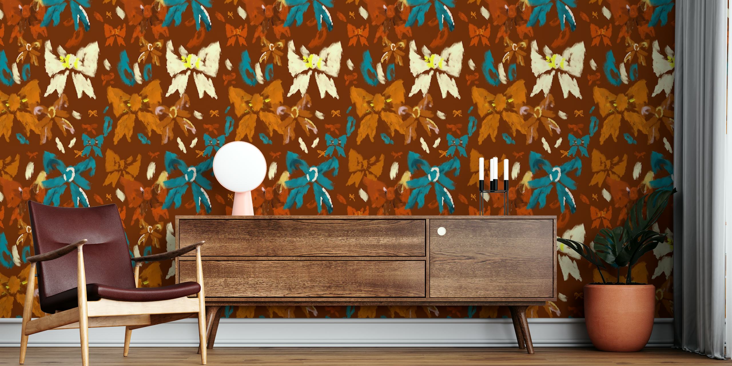 Autumn Spice Flora wallpaper in a room