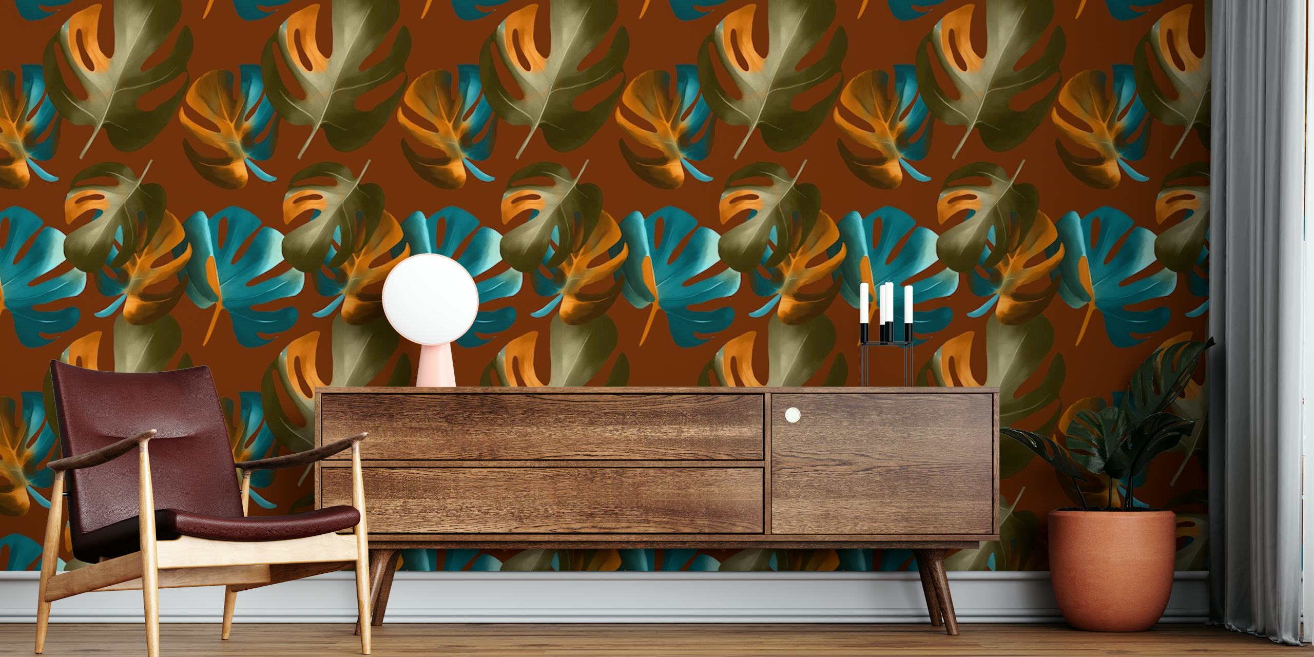 Exotic Leaf Harmony wallpaper in a room
