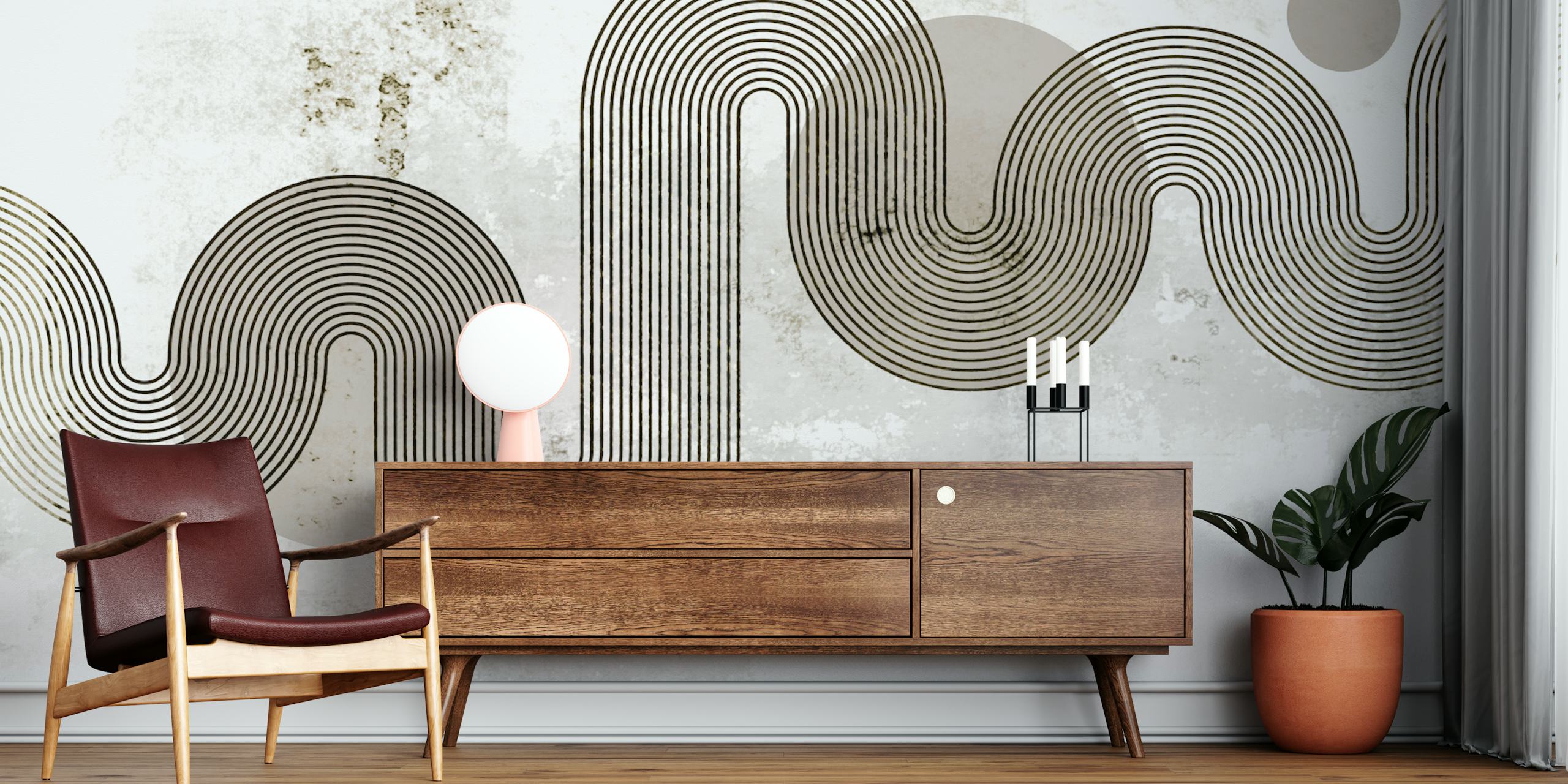 Monochrome Flow Design tapet i ett rum