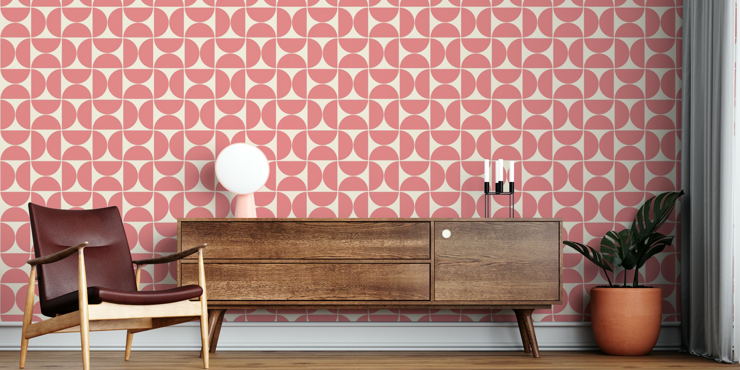 Mid-Century Modern uzor tapeta u prostoriji