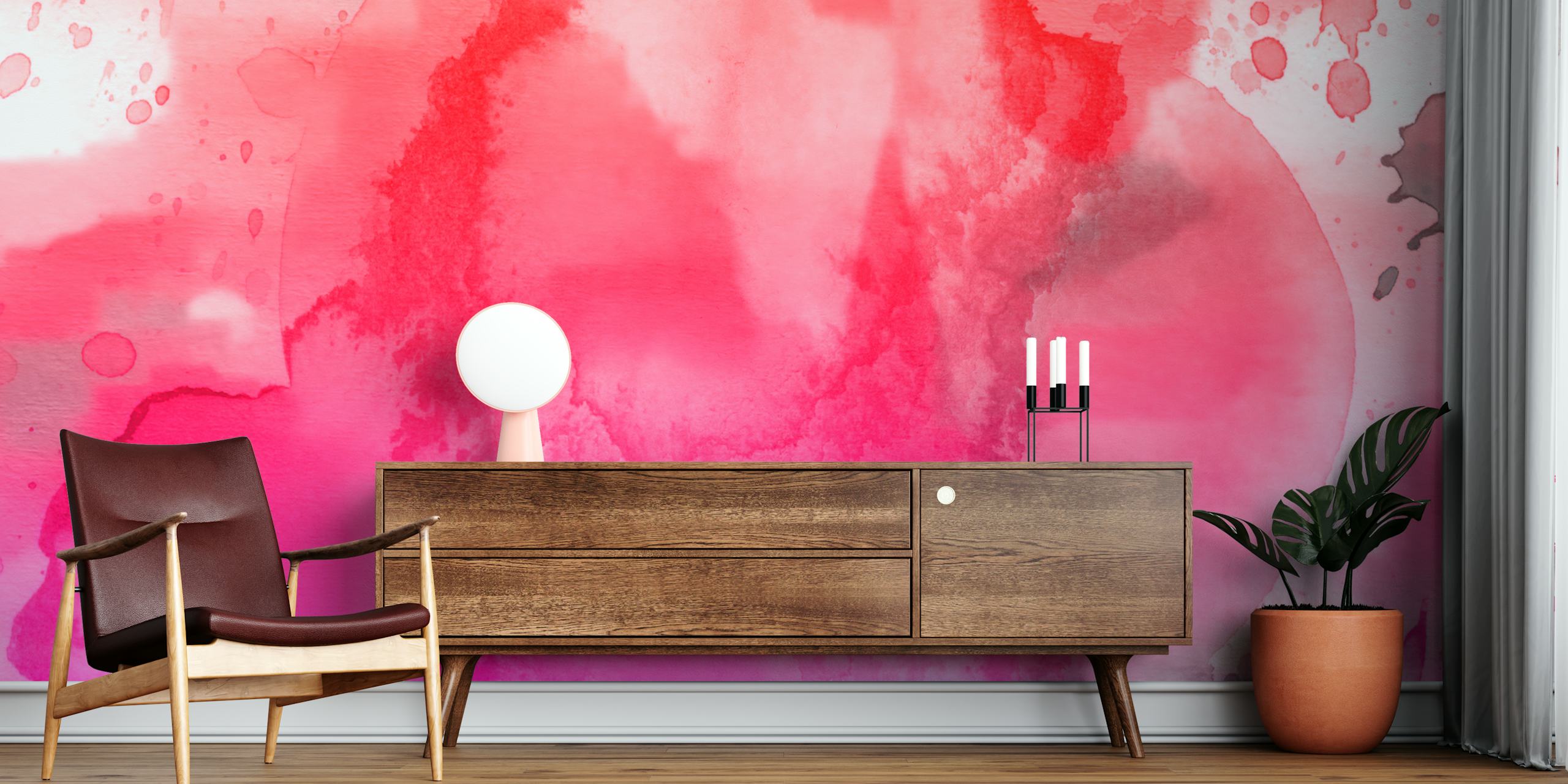 Papel tapiz Blushing Crimson Canvas en una habitación